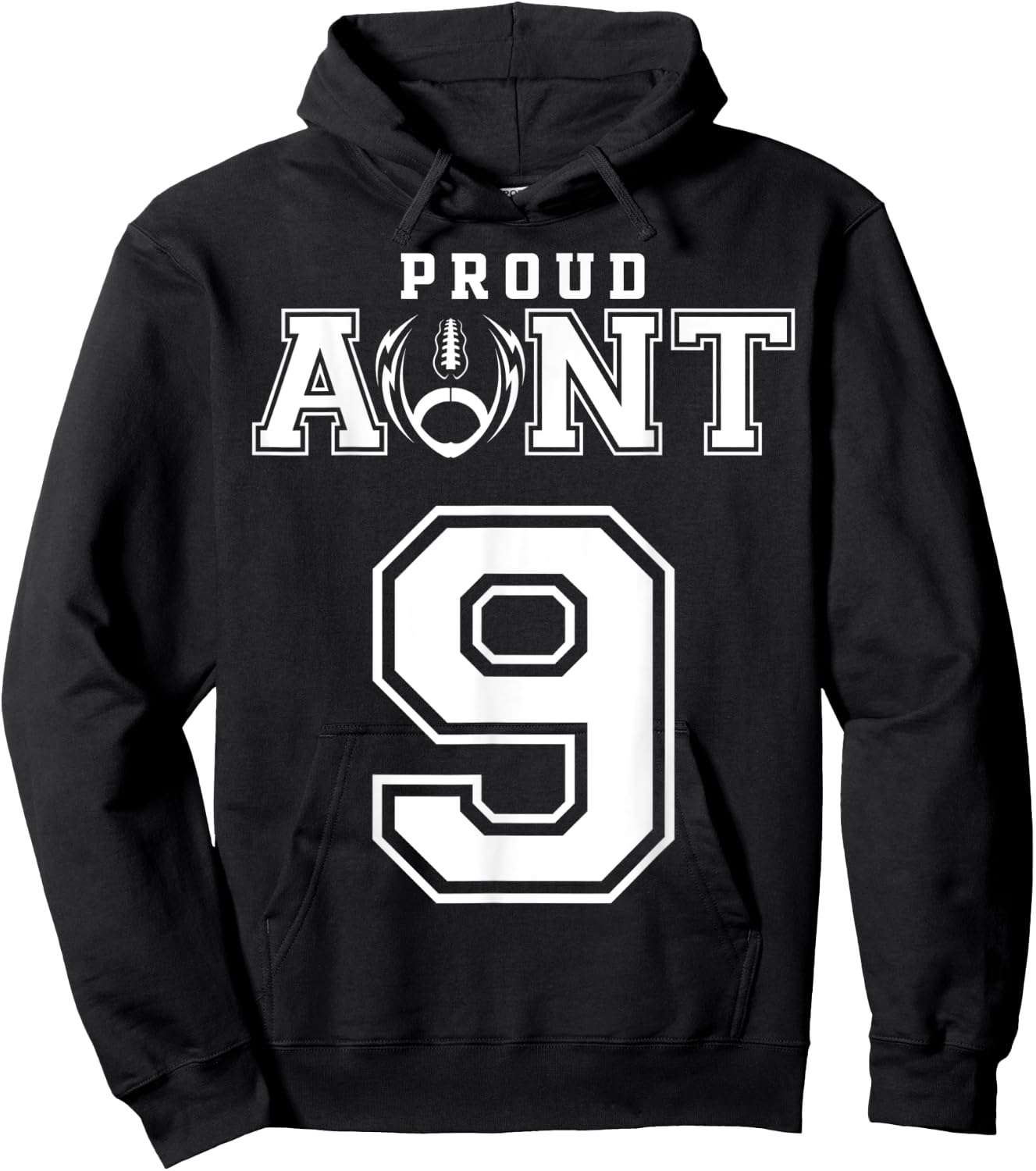 Custom Proud Football Aunt Number 9 Personalized Hoodie - Hoodie | Black