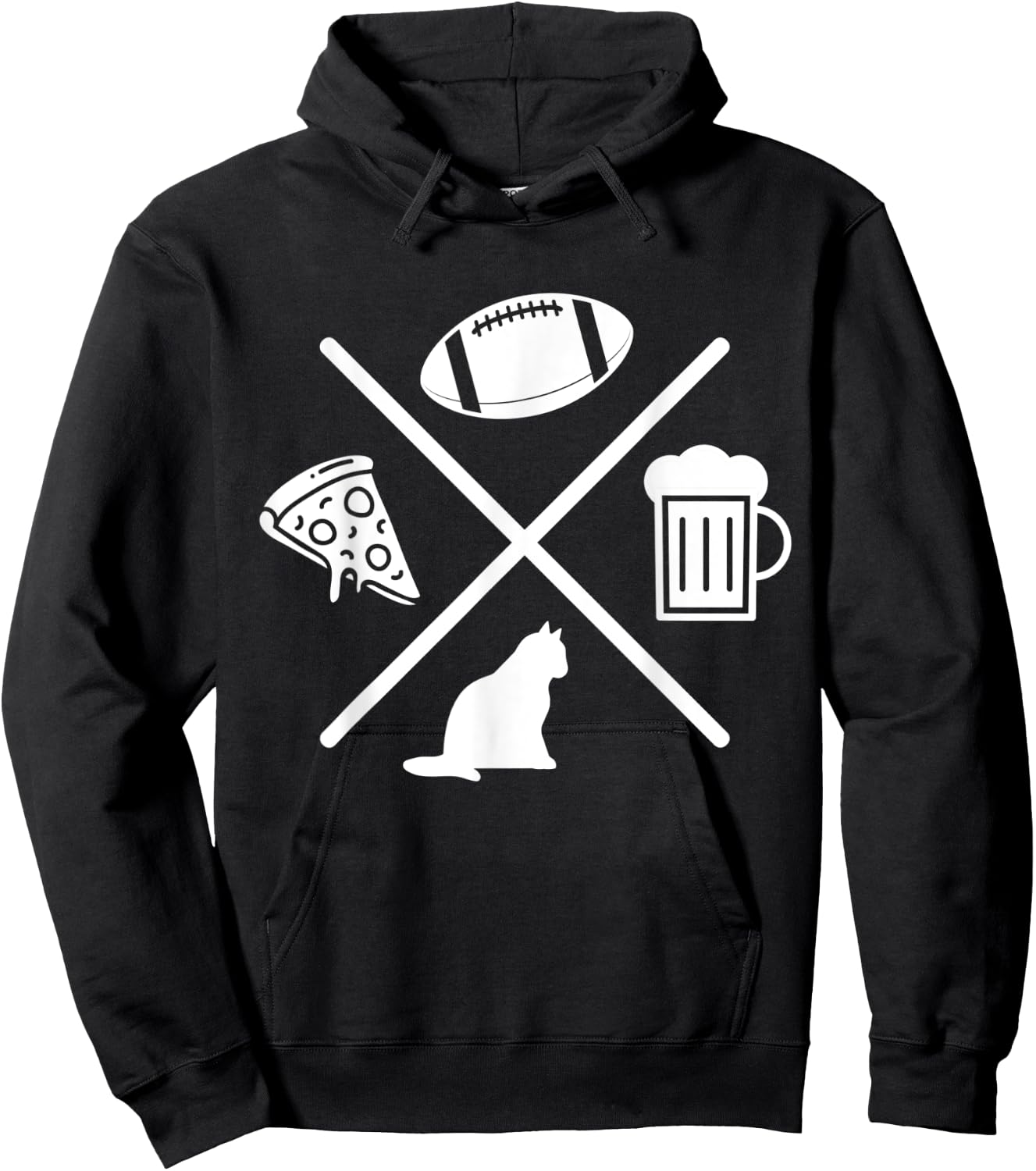 Football Beer Cats Pizza Feline Snack Food Gift Hoodie - Hoodie | Black