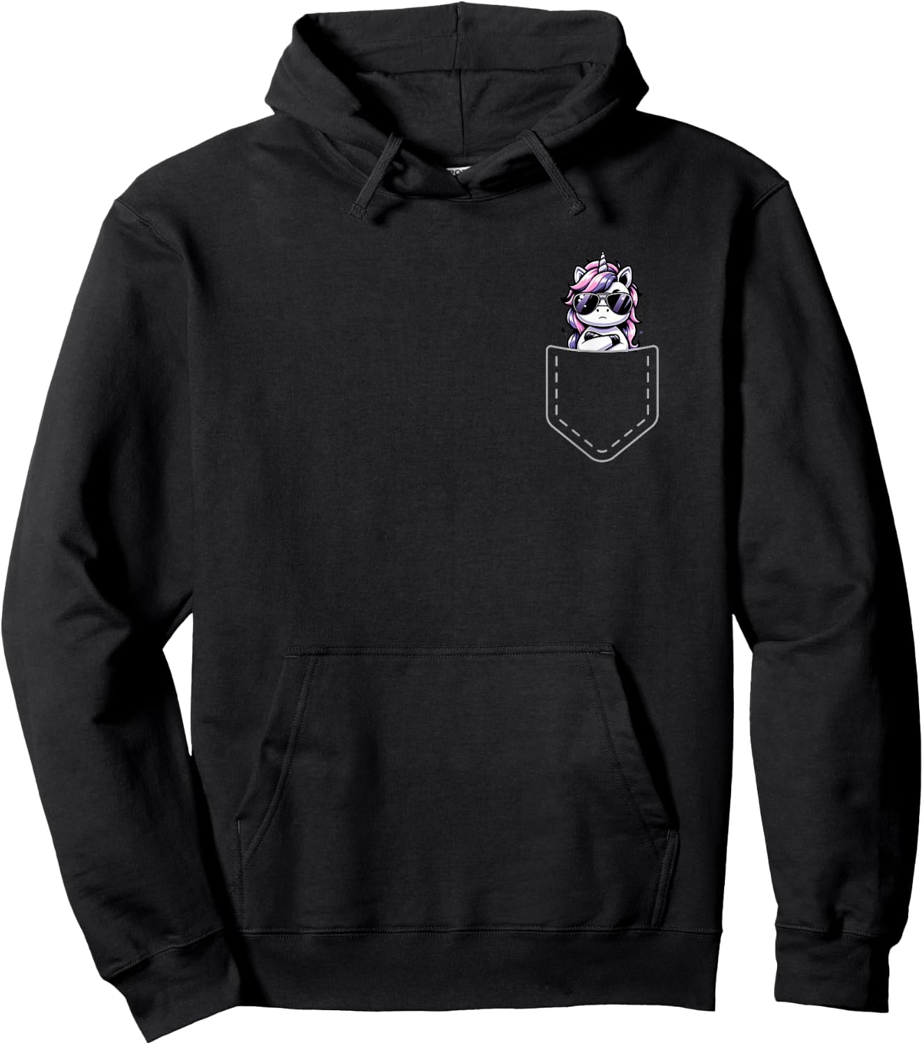 Kawaii Anime Pocket Unicorn Kids Hoodie - Hoodie | Black