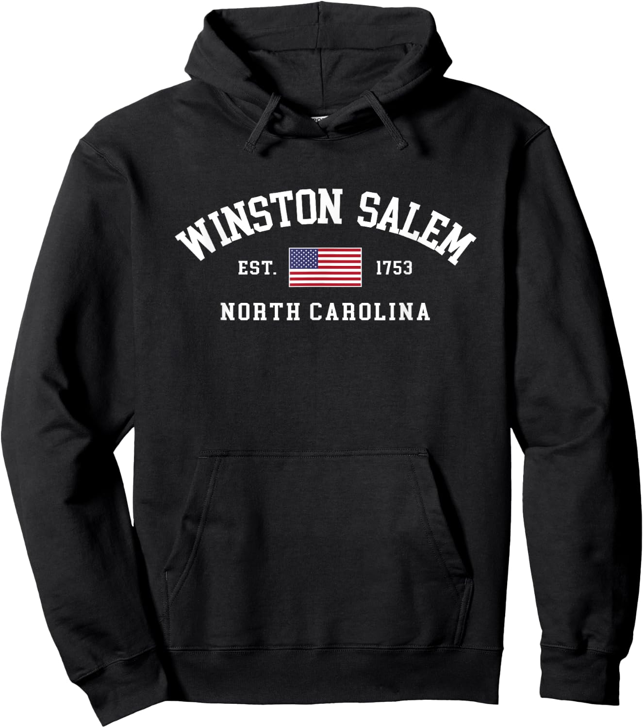 Vintage Winston Salem North Carolina July 4th US Flag Retro Women Kids Men Hoodie - Hoodie | Black