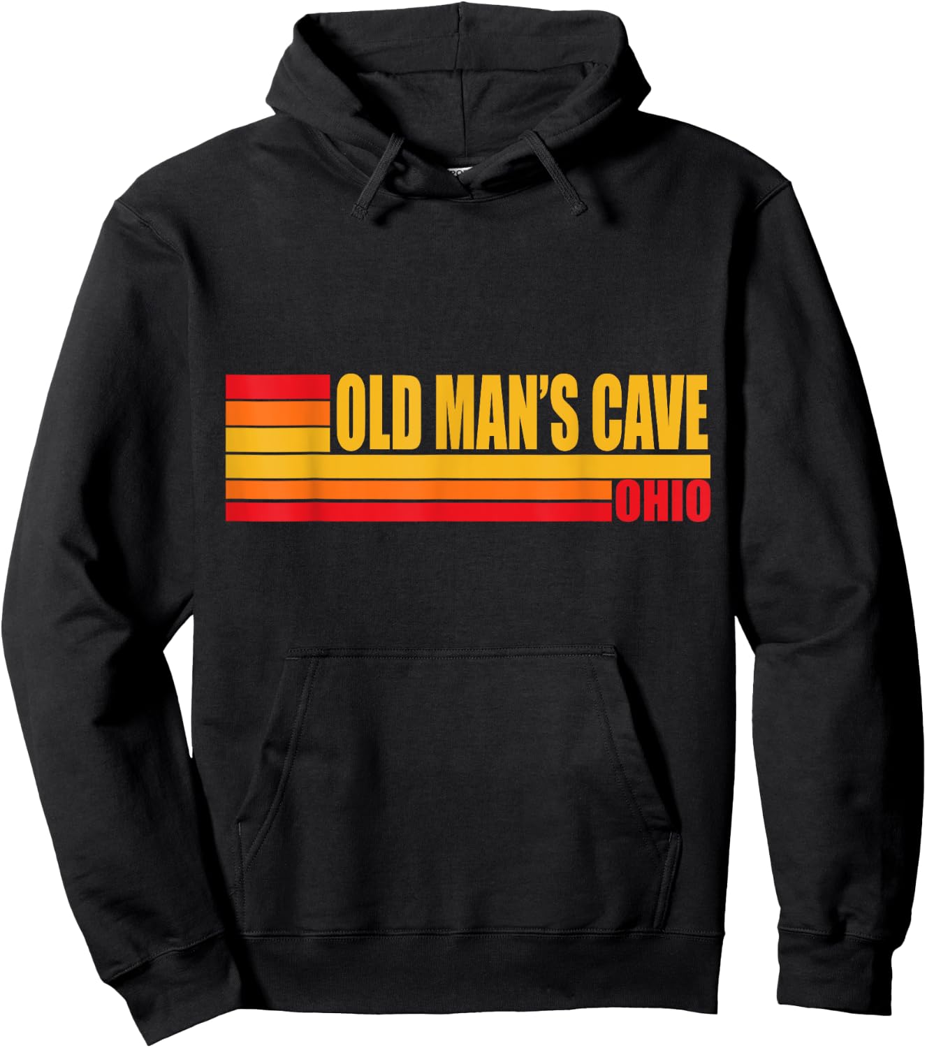 Red Retro Vintage Old Man's Cave Ohio OH City Town Area Hoodie - Hoodie | Black