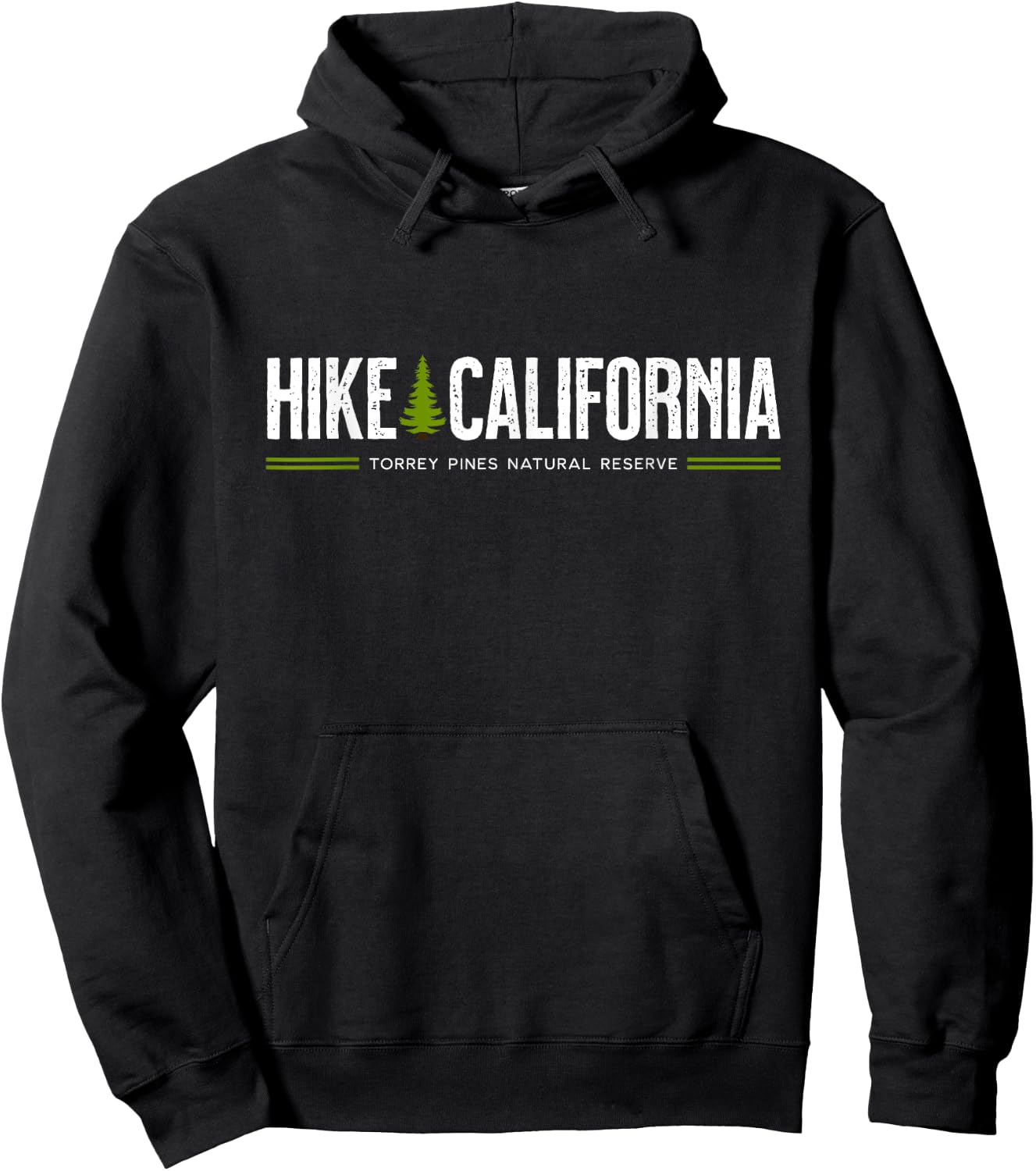 California CA Hike Torrey Pines Tree Retro Graphic Hoodie - Hoodie | Black