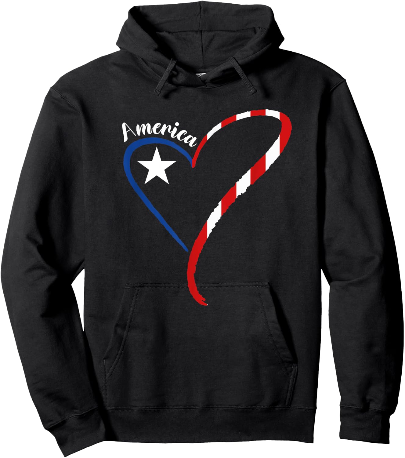 America Heart American Flag 4th of July USA Patriotic Men Hoodie - Hoodie | Black
