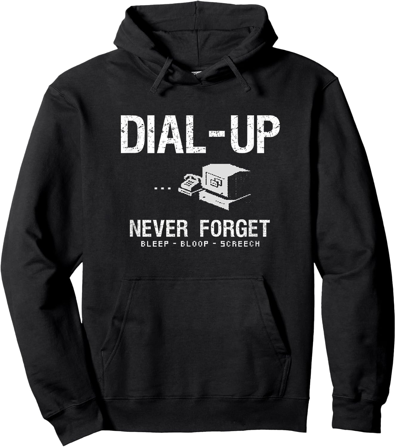 Dial-Up, Never Forget. Retro Modem, Funny Vintage Internet Hoodie - Hoodie | Black