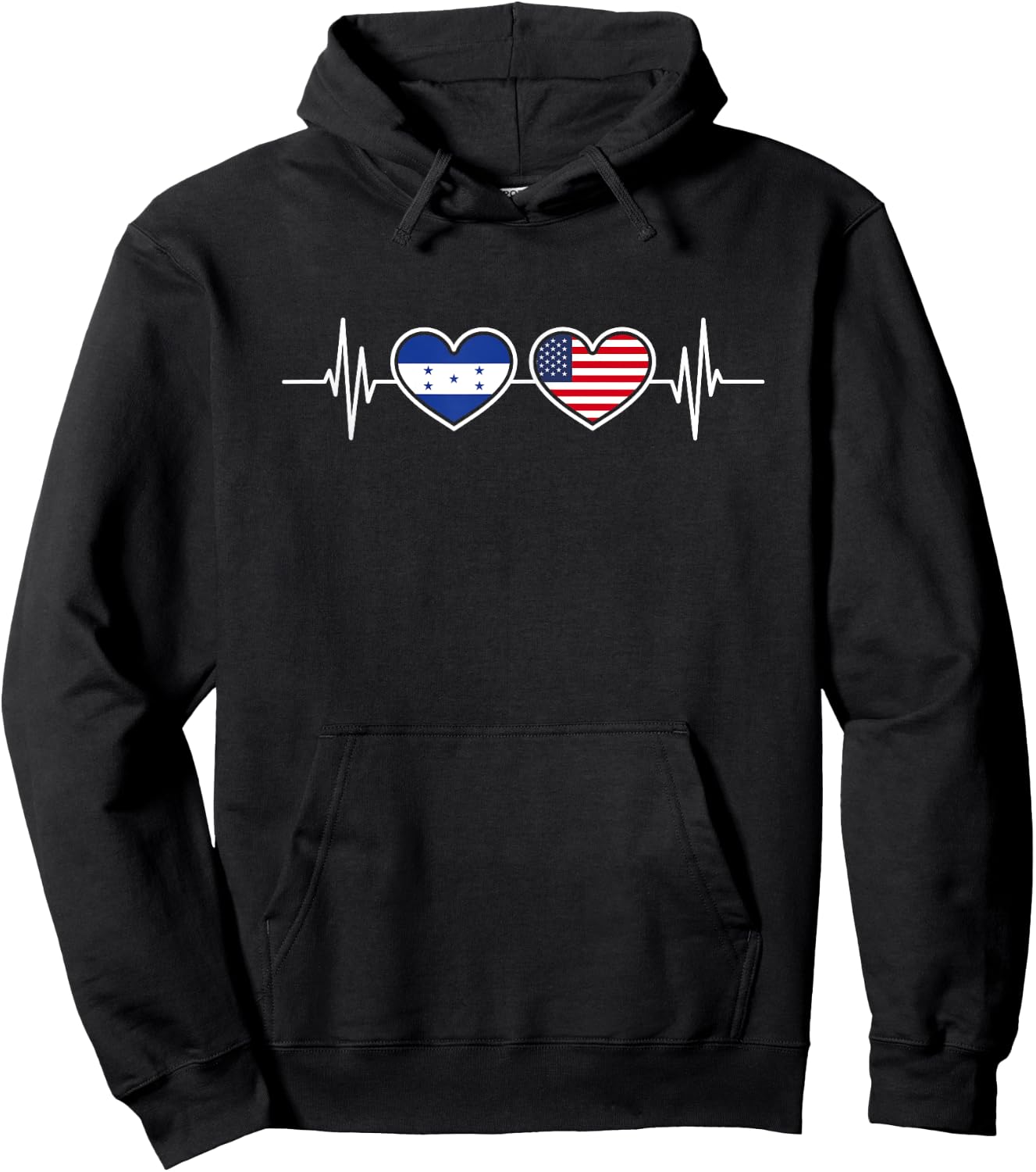 Honduras USA Heartbeat Honduran American Flag Honduras Flag Men Hoodie - Hoodie | Black