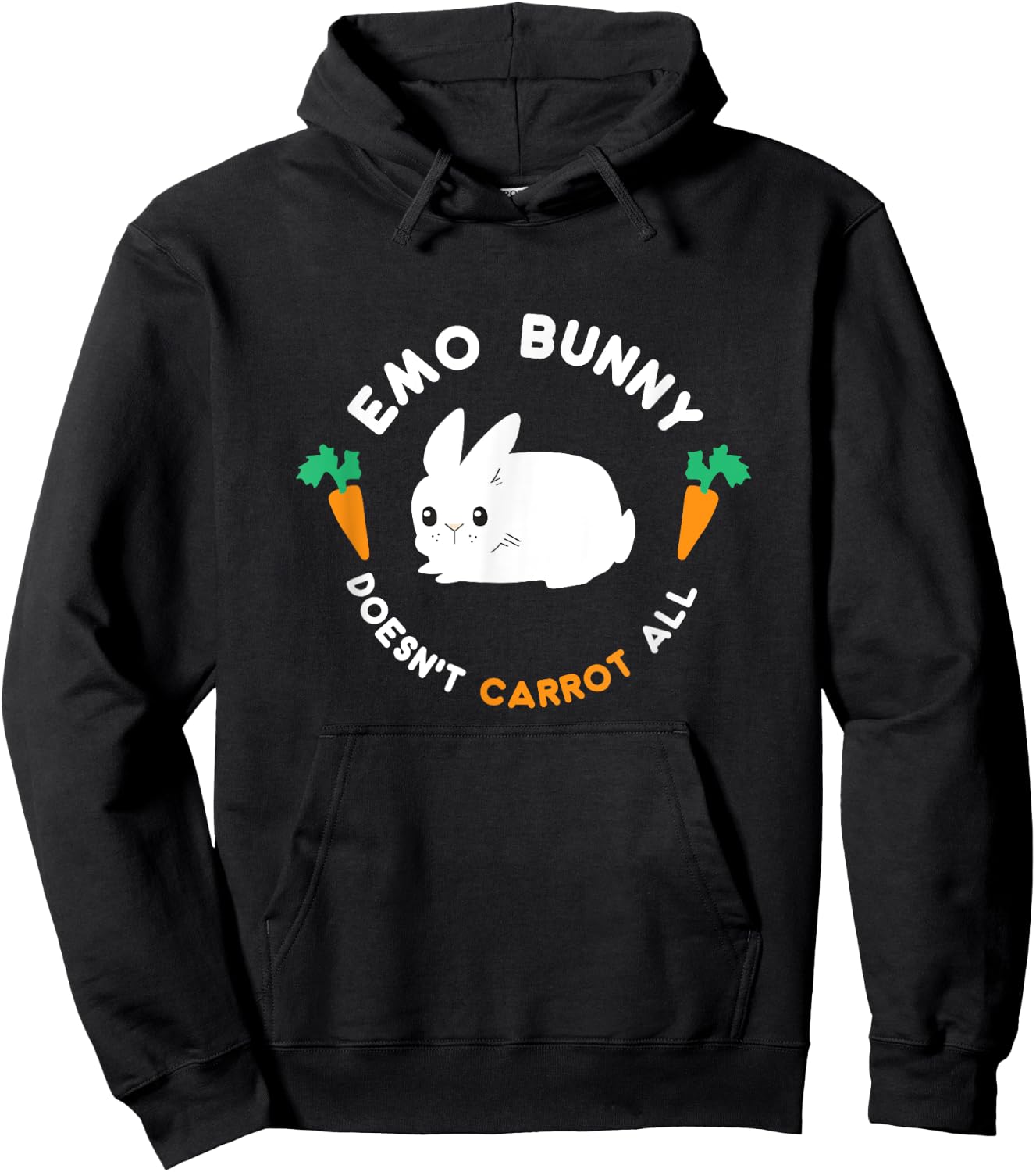 Emo Bunny Doesn't Carrot All Shirt, Funny Cute Easter Gift Hoodie - Hoodie | Black