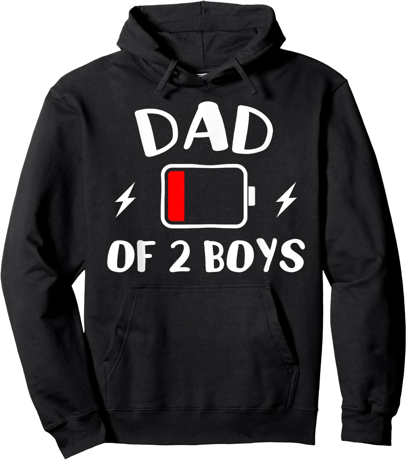 Dad of 2 Boys: Fun Low Energy Tired Daddy: Great Fathers Day Hoodie - Hoodie | Black