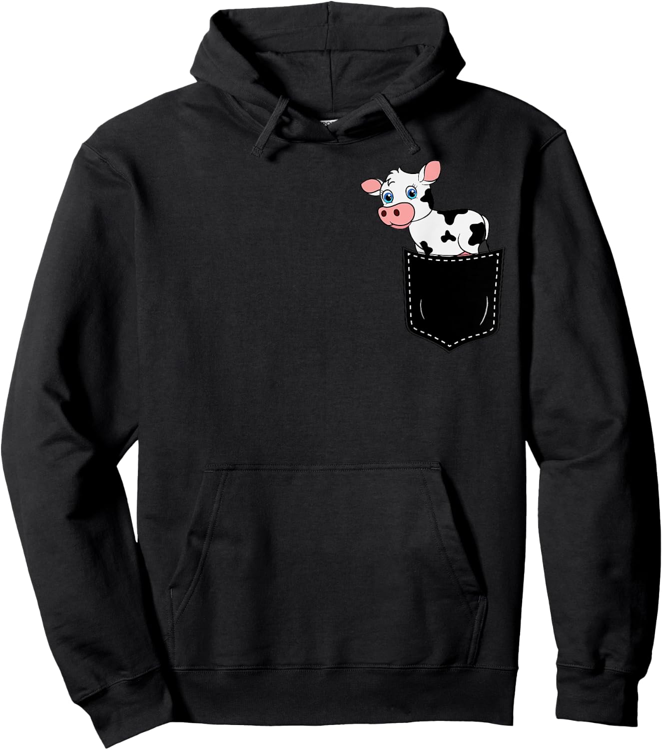 Pocket Animal Cute Cow Funny Cow Lover Adorable Pocket Cow Hoodie - Hoodie | Black
