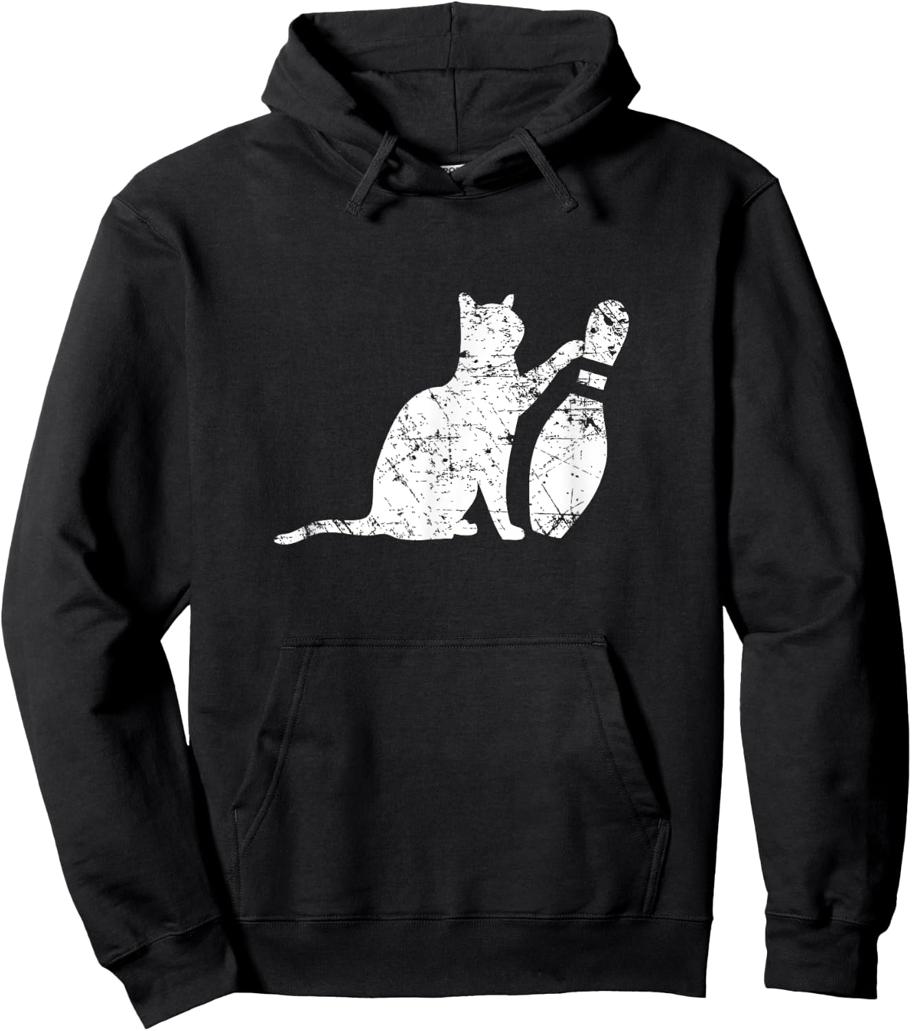 Ornery Alley Cat Tipping Bowling Pin Funny Team Gift Hoodie - Hoodie | Black