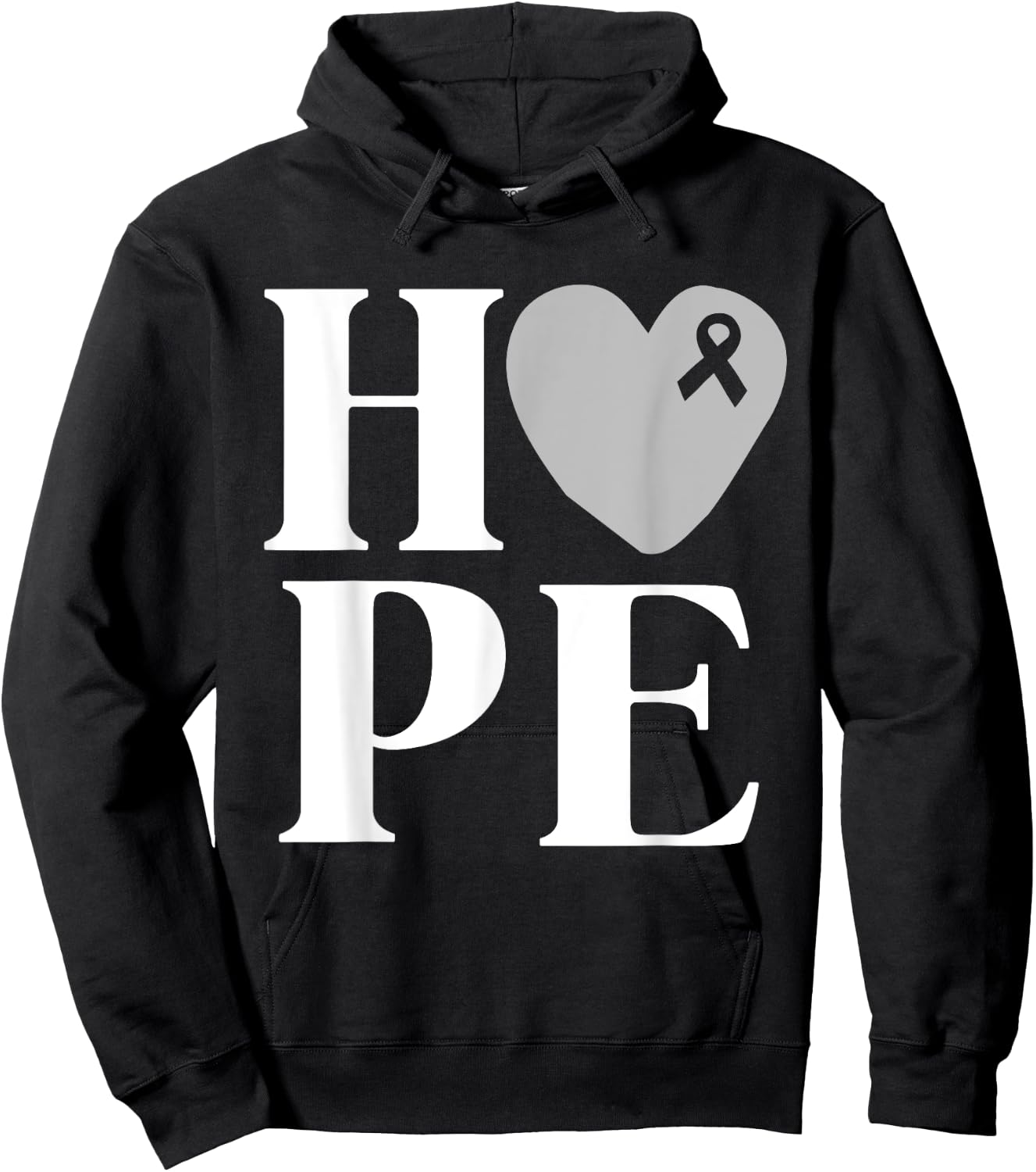Brain Cancer Awareness Shirt Hope Grey Ribbon Awareness Hoodie - Hoodie | Black