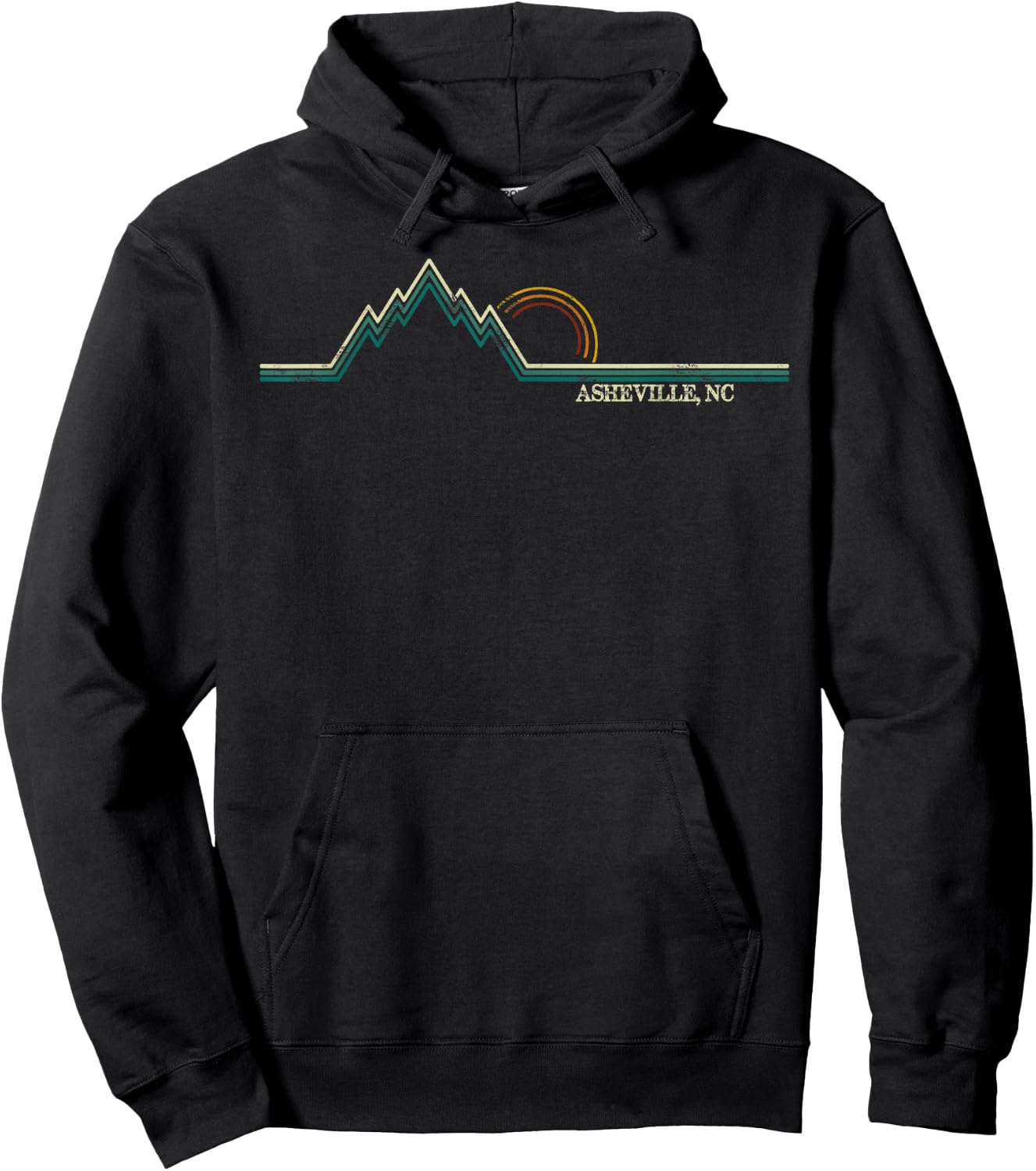 Retro Mountains Asheville, North Carolina Summer Hiking Men Women Girls Kids Hoodie - Hoodie | Black