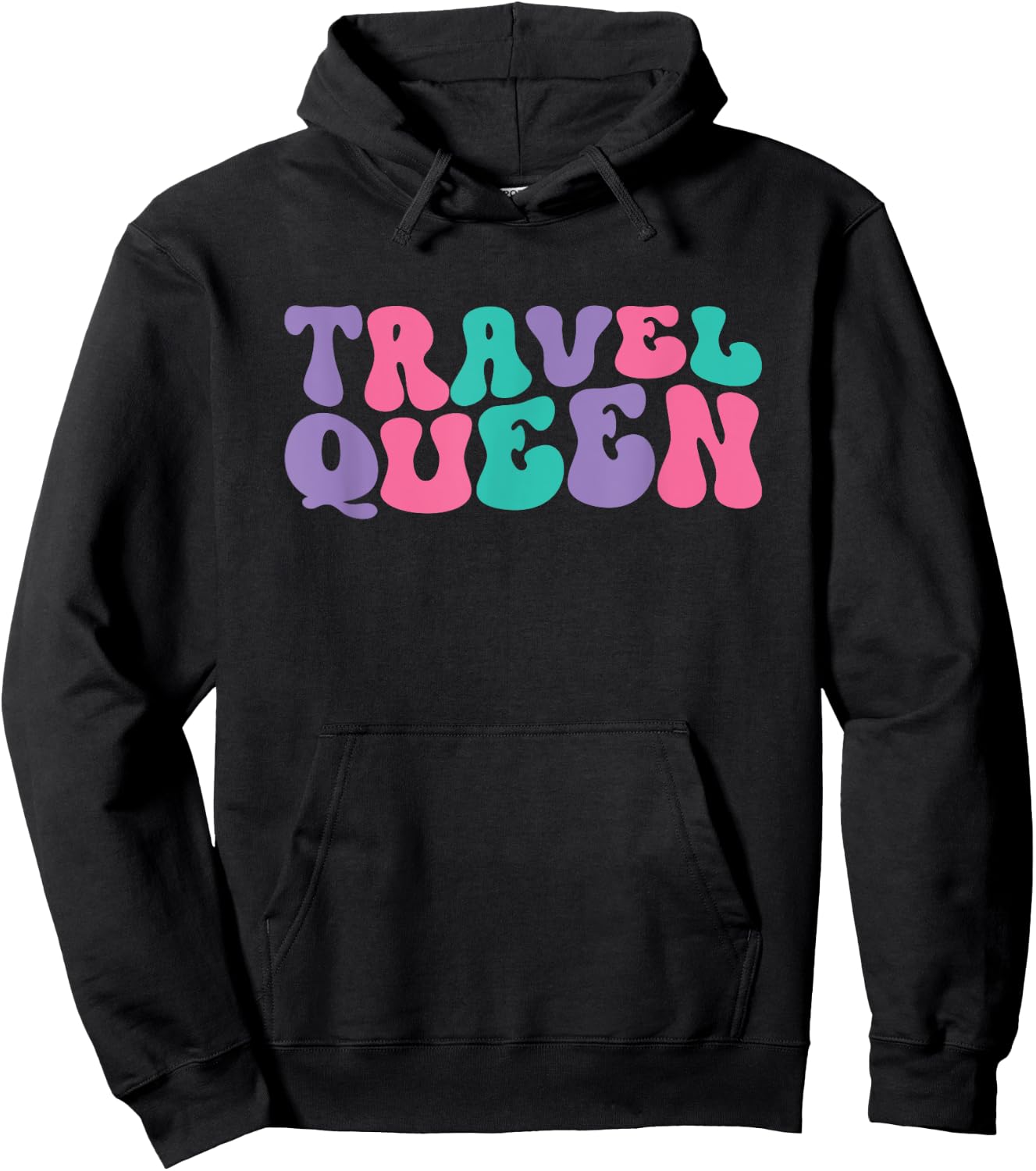 Travel Queen Traveling Retro Vintage Wavy Groovy Hoodie - Hoodie | Black