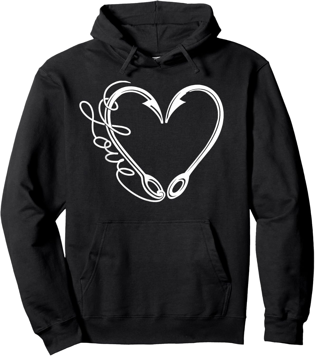 Love Fishing Heart Hooks Line Fisherman Women Men Boys Kids Hoodie - Hoodie | Black