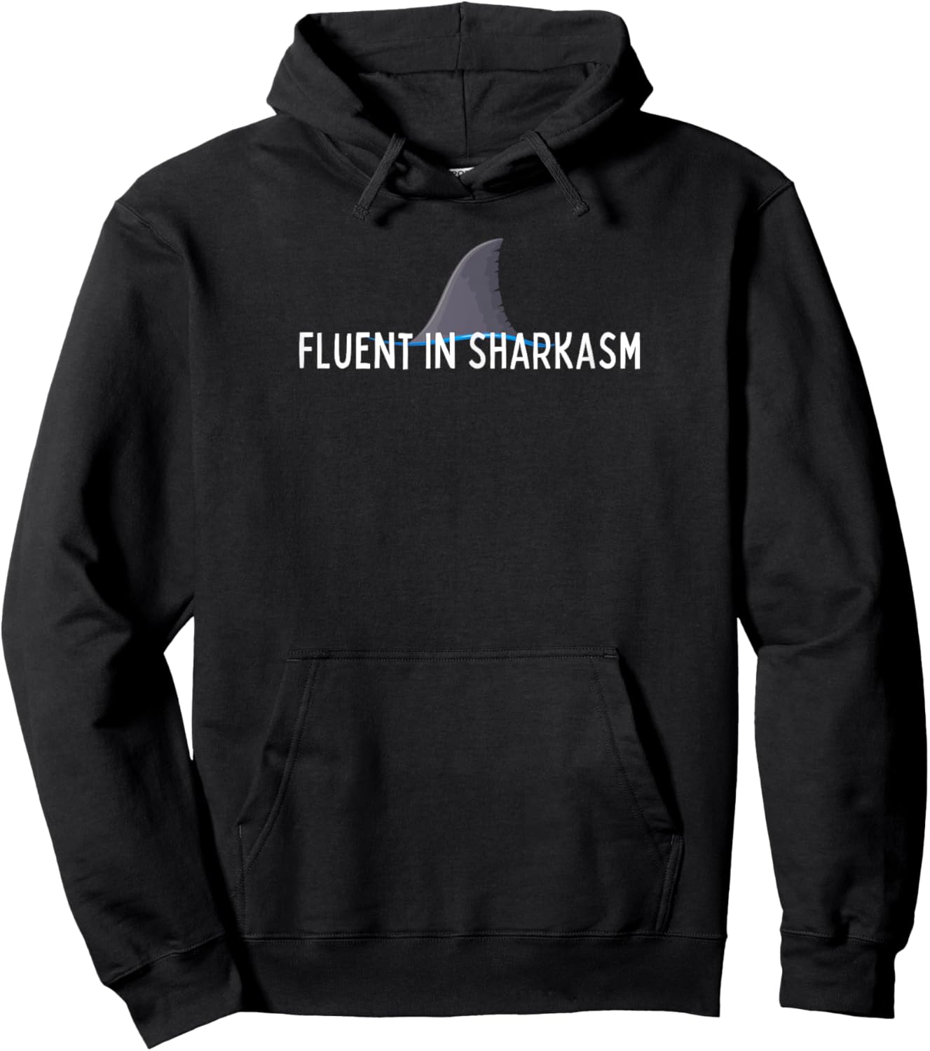 Minimalist Fluent in Sharkasm Funny Shark Lover Sayings Hoodie - Hoodie | Black