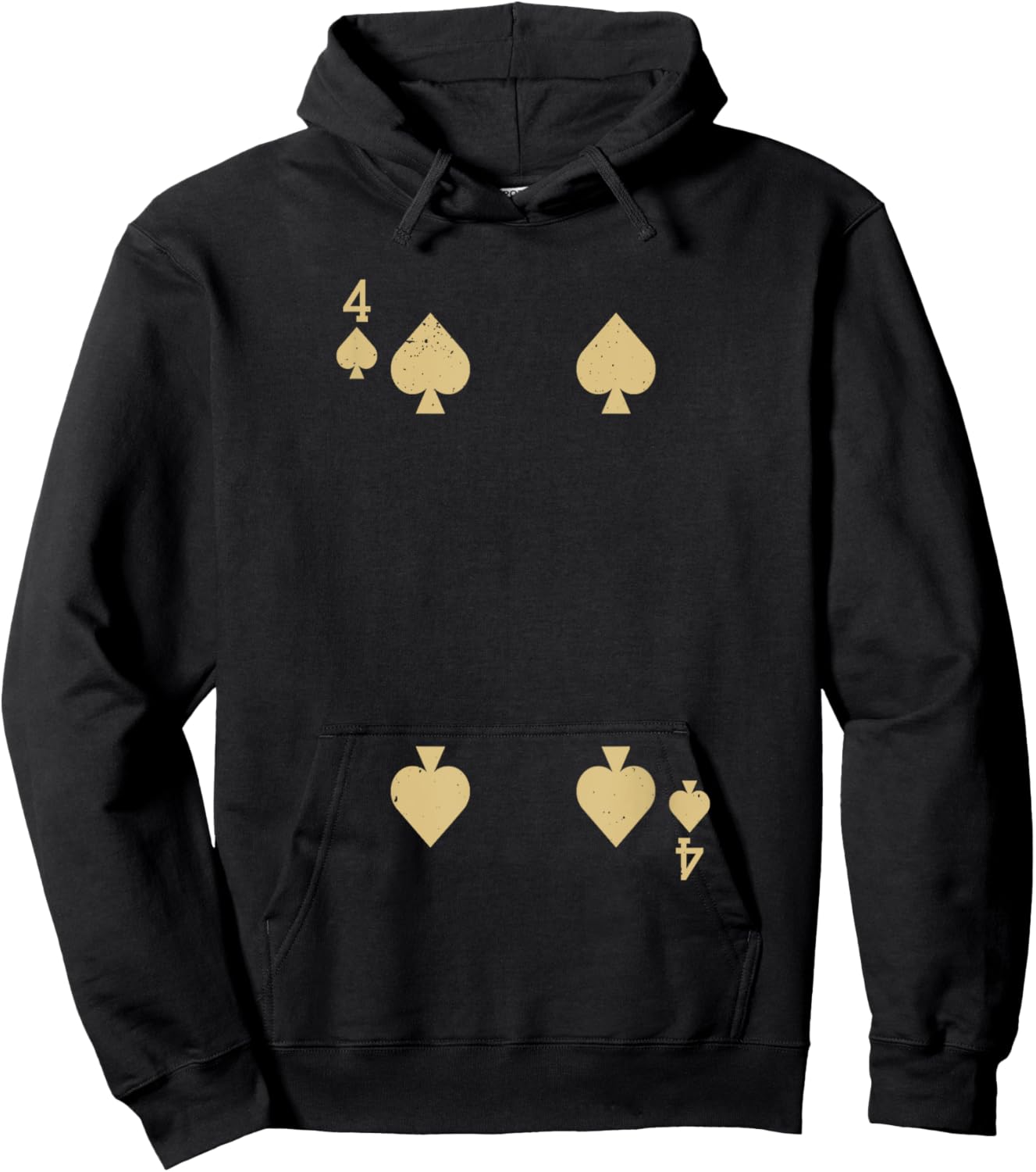 Four 4 of Spades Playing Card , Blackjack Cards Poker Hoodie - Hoodie | Black
