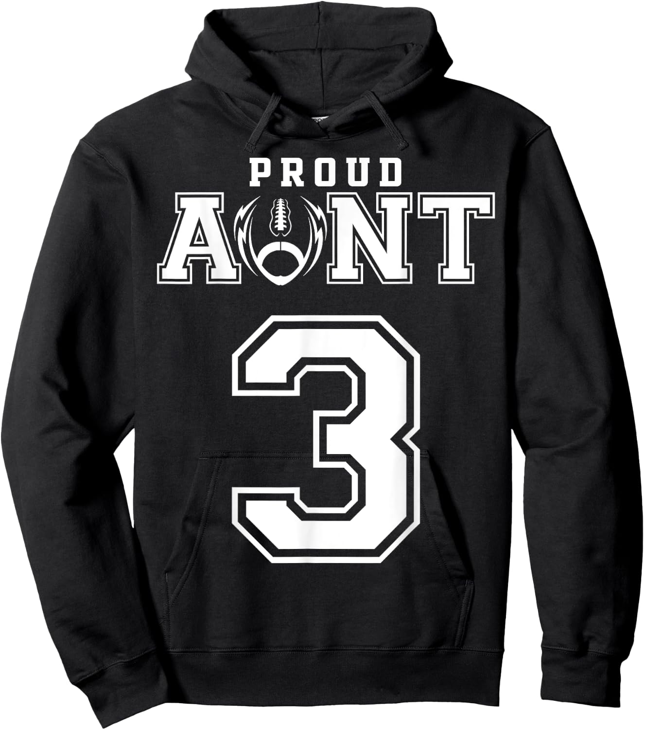 Custom Proud Football Aunt Number 3 Personalized Hoodie - Hoodie | Black