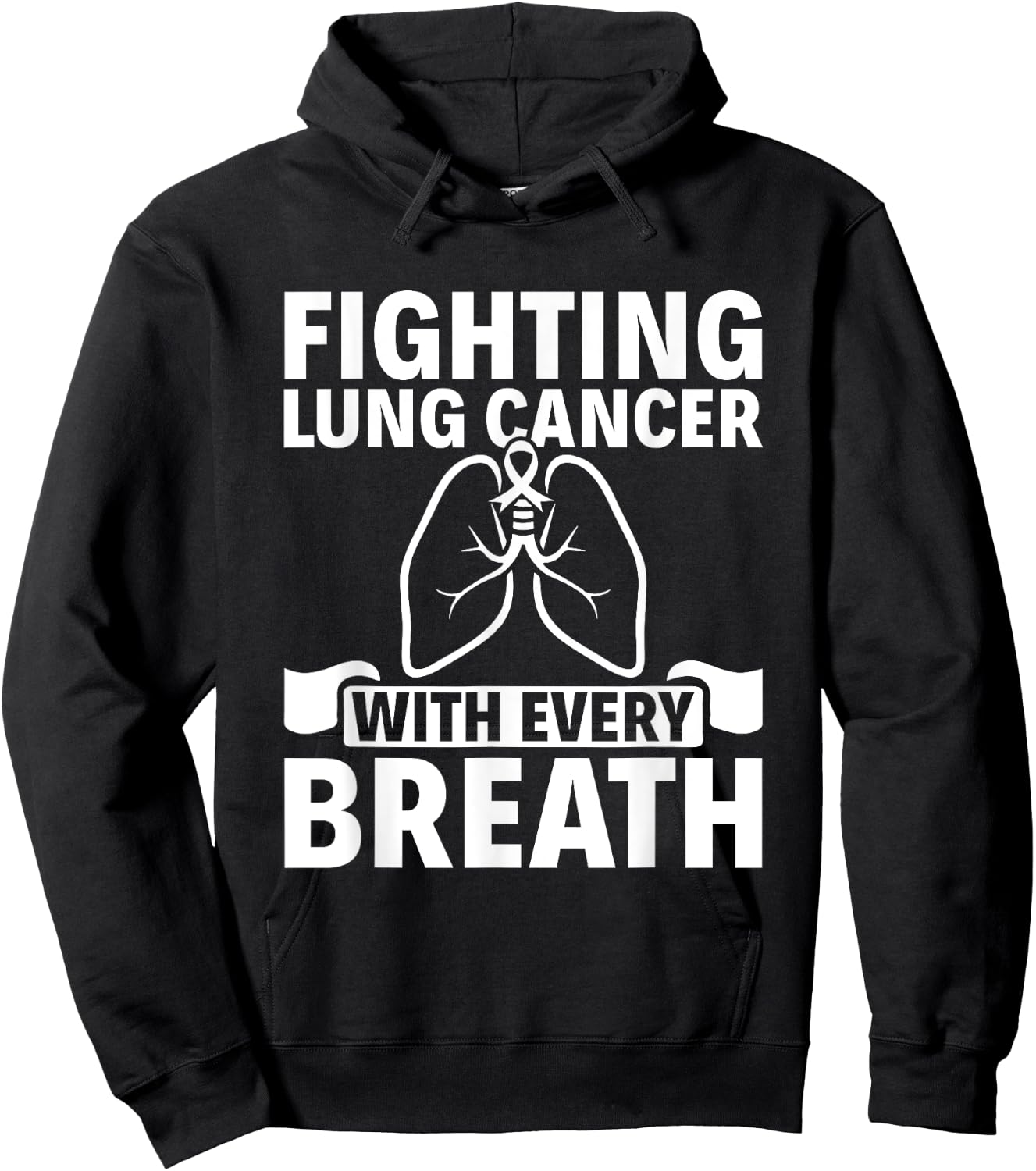 Fighting With Every Breath - Lung Cancer Awareness Hoodie - Hoodie | Black