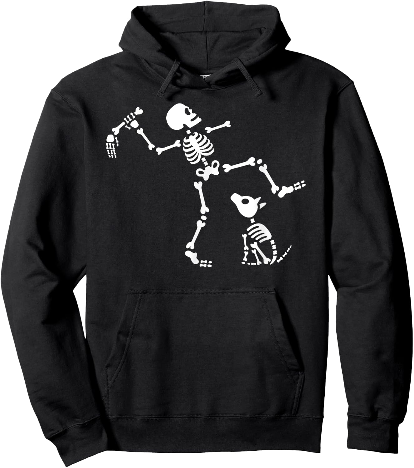 Funny Walking Dog Skeleton Bone Pick Dog Lovers Women Kids Hoodie - Hoodie | Black