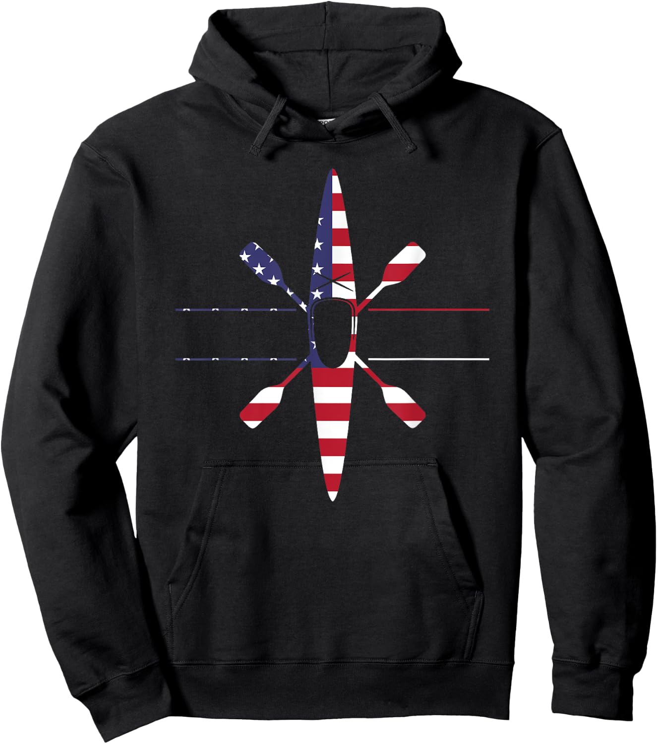 USA American Flag Kayak graphic design Shirt Hoodie - Hoodie | Black