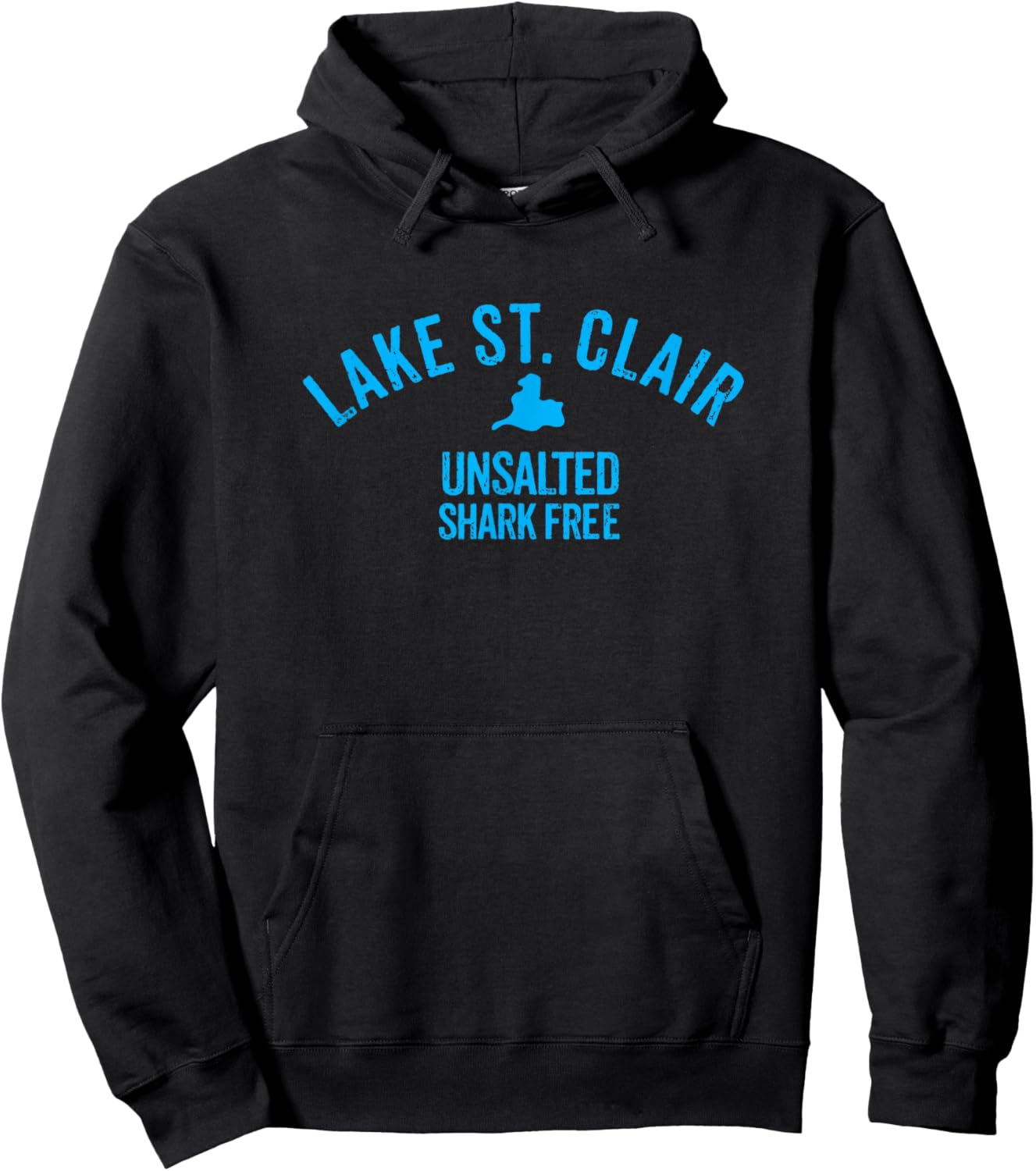 Lake St. Clair Unsalted Shark Free Great Lakes T Shirt Hoodie - Hoodie | Black