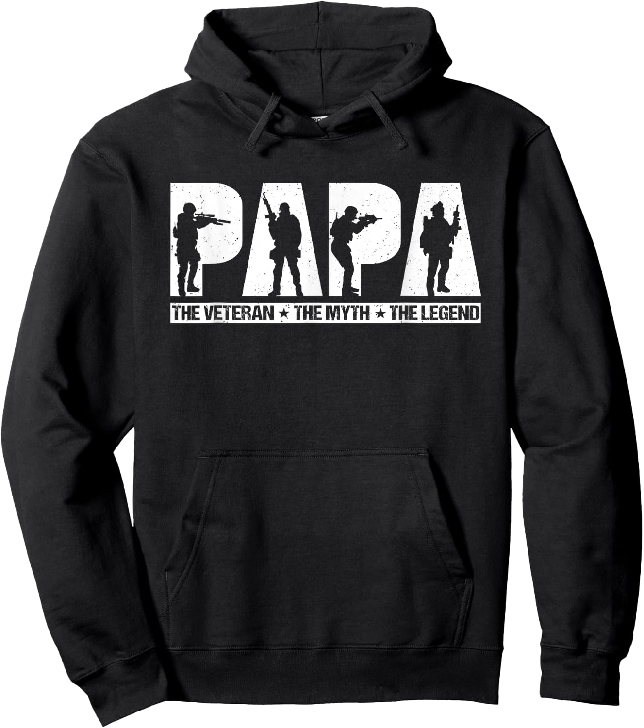 Papa Veteran The Myth The Legend Fathers Day Grandpa Hoodie - Hoodie | Black
