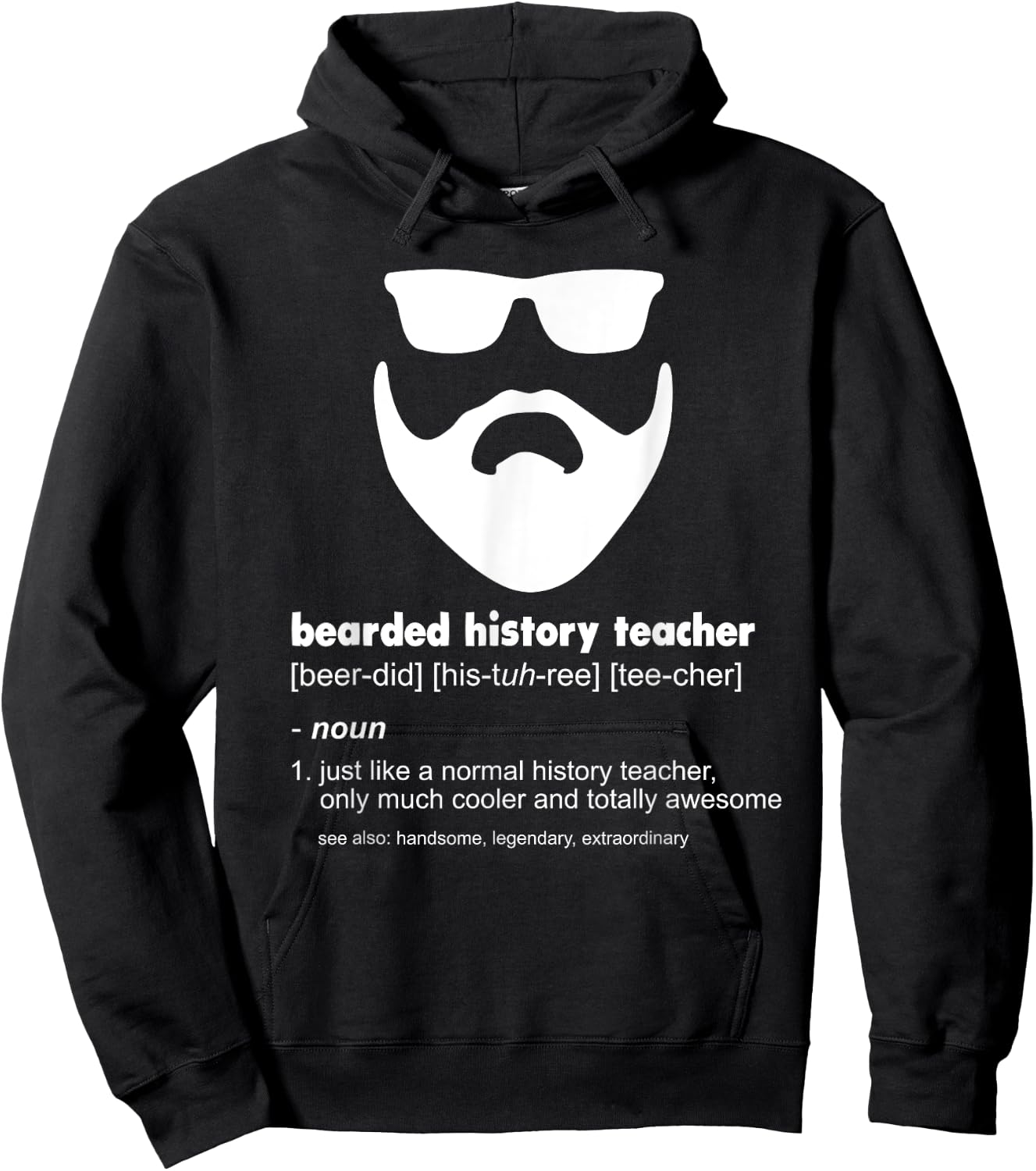 Bearded History Teacher Funny History Teacher Gift Hoodie - Hoodie | Black