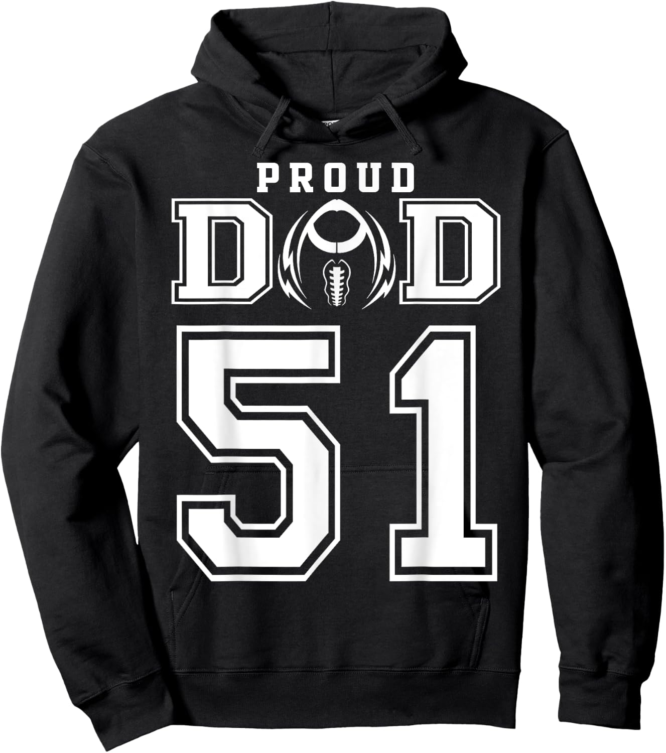 Custom Proud Football Dad Number 51 Personalized Hoodie - Hoodie | Black