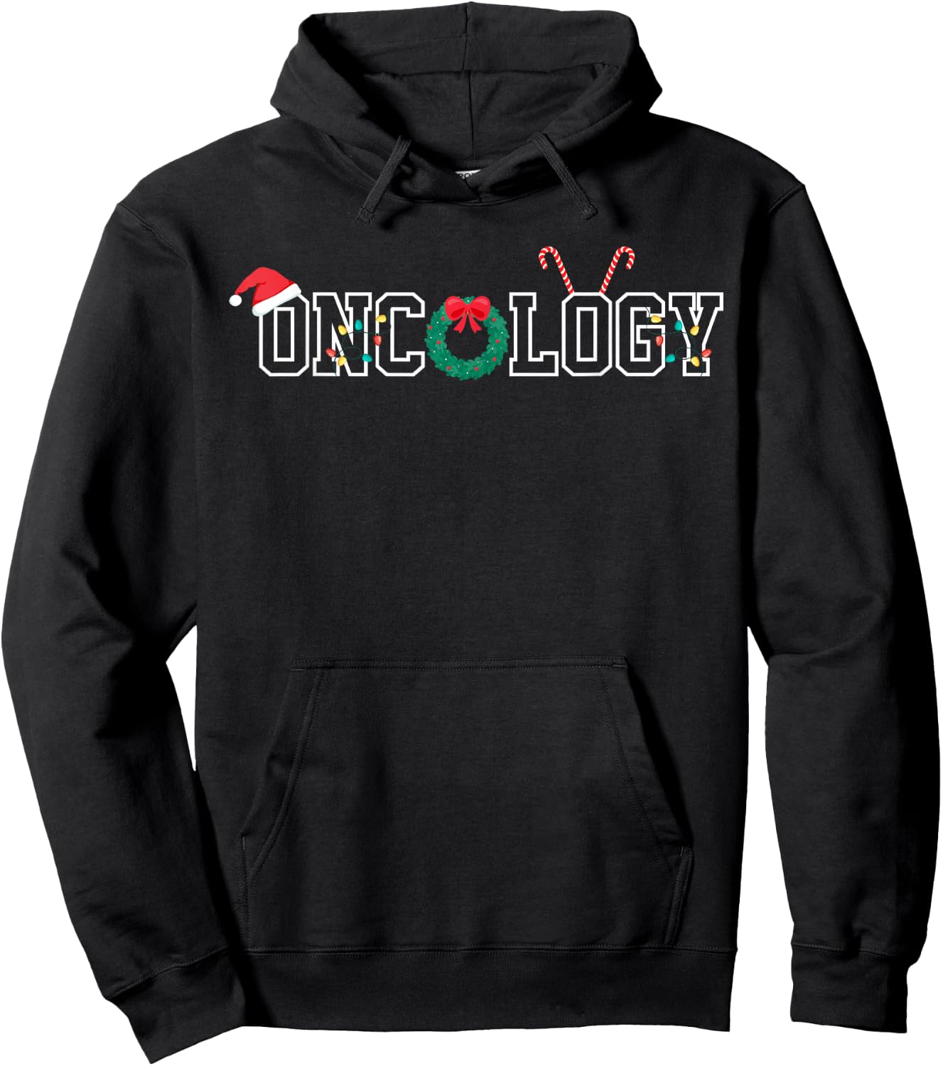 Oncology Nurse Christmas Wreath RN Oncologist Nursing Hoodie - Hoodie | Black