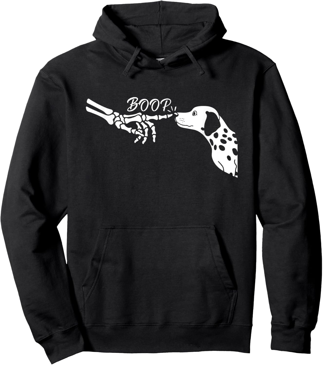 Dalmatian Skeleton Hand Boop Halloween Pet Women Girls Kids Hoodie - Hoodie | Black