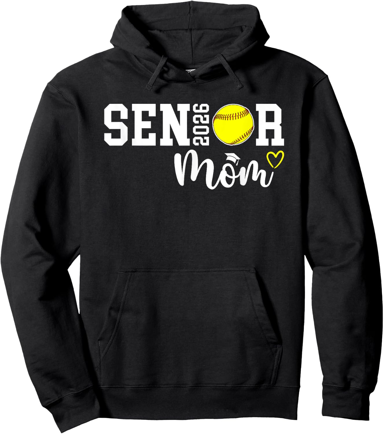 Proud Softball Senior Mom 2026 Softball Player Senior Mama Hoodie - Hoodie | Black