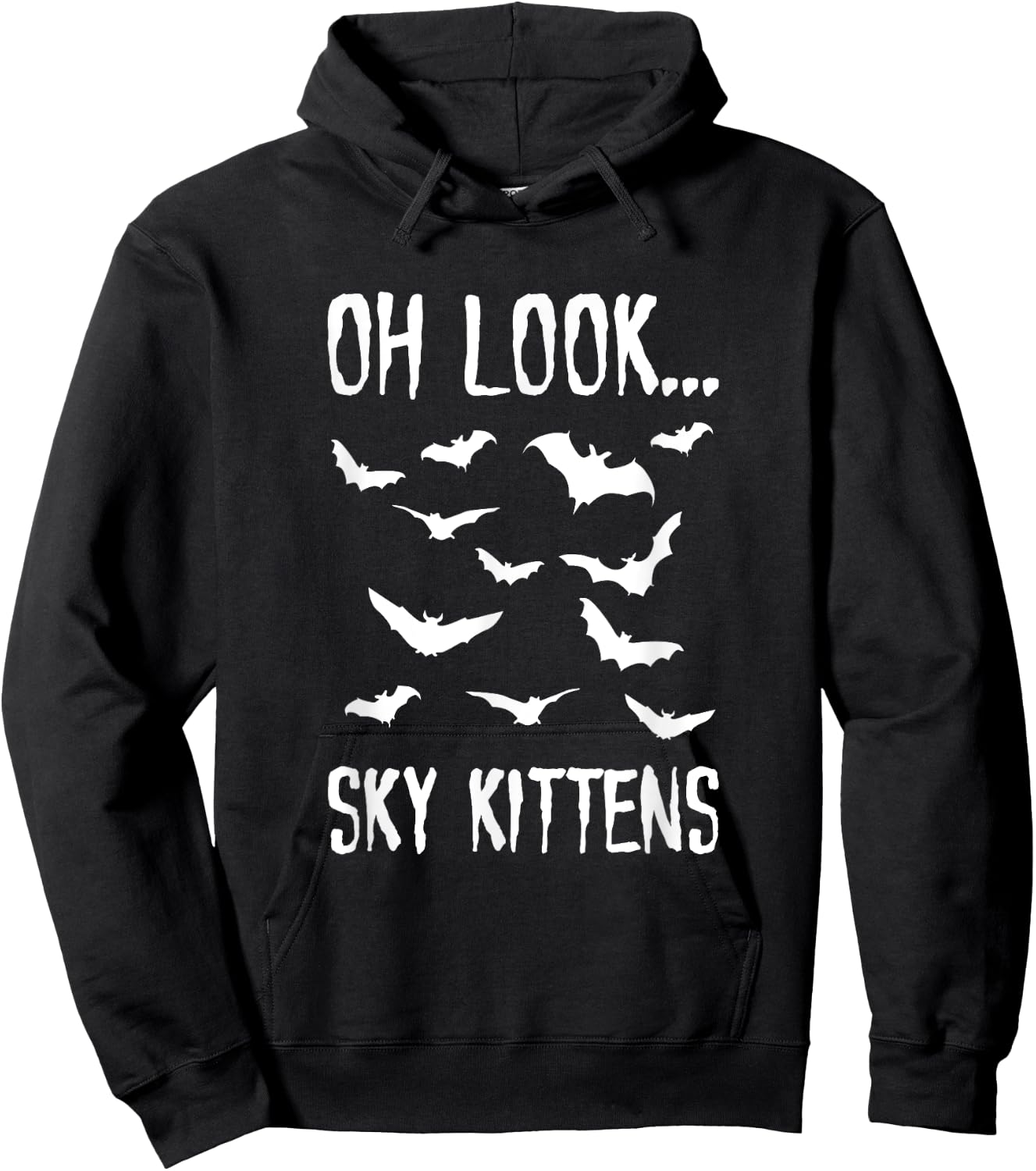Oh Look Sky Kittens Bats Clothes Men Women Funny Halloween Hoodie - Hoodie | Black