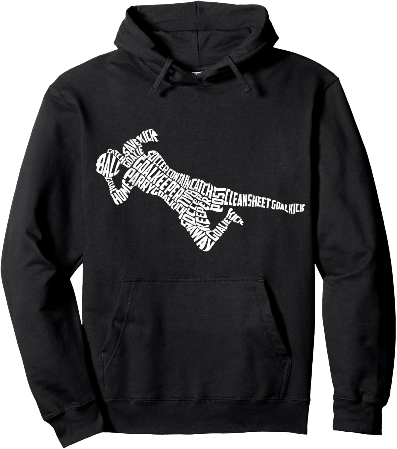 Soccer Woman Goalkeeper Typography with Goalkeeping Terms Hoodie - Hoodie | Black