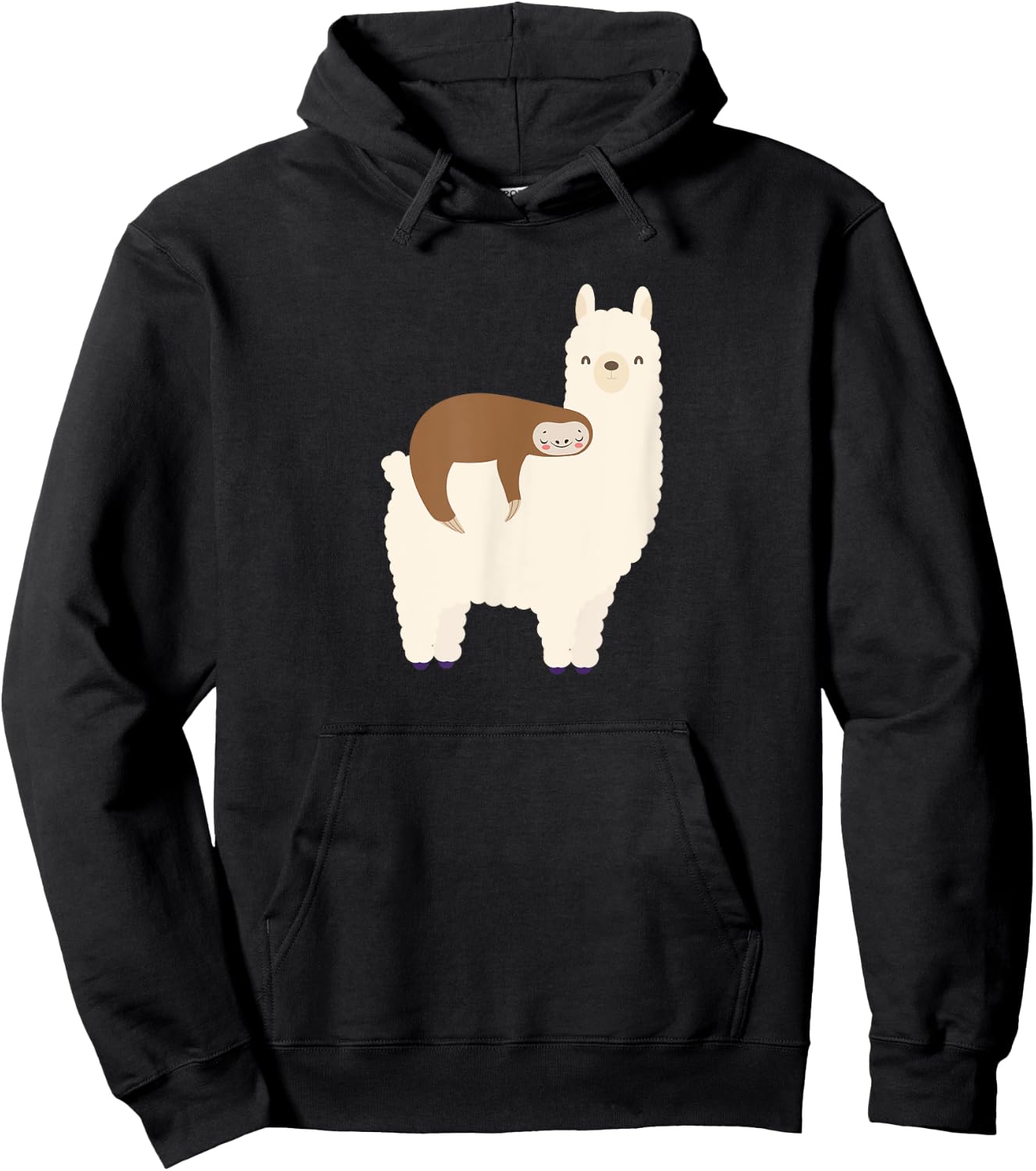 Lazy Sloth Riding Llama Funny Graphic for Girls Hoodie - Hoodie | Black