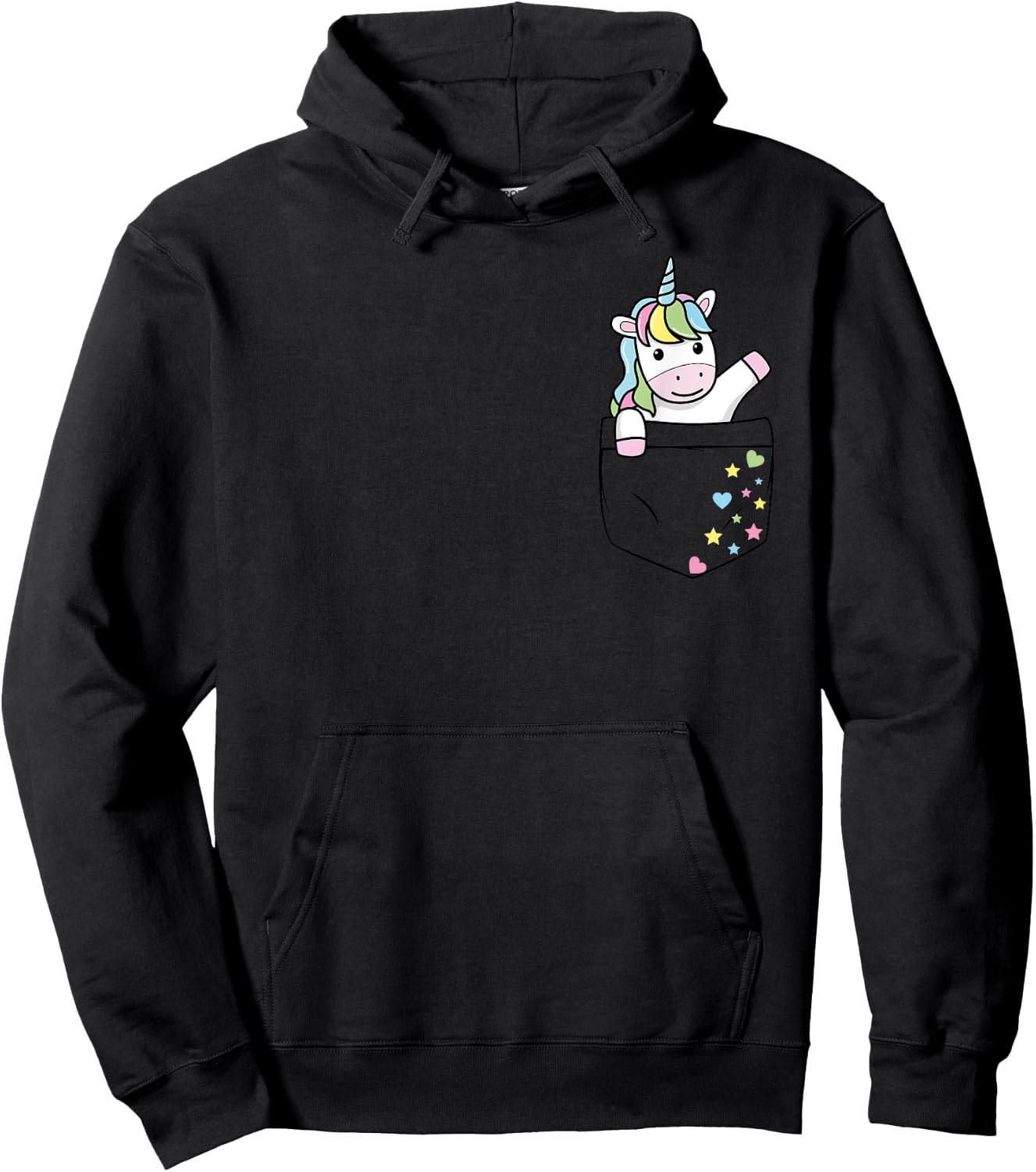 Cute Unicorn in My Pocket colorful pastel Magical Stars Gift Hoodie - Hoodie | Black