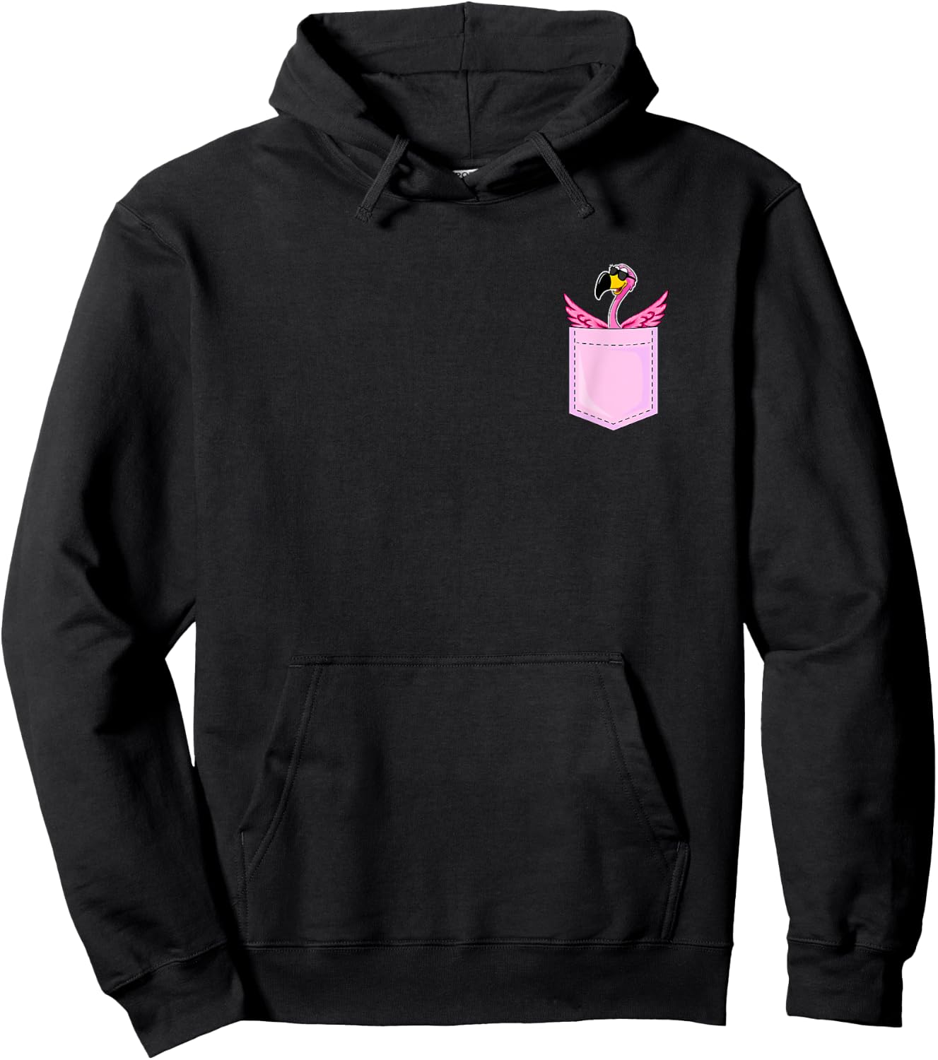 Flamingo in the Pocket - Funny Pocket Flamingo Lover Hoodie - Hoodie | Black