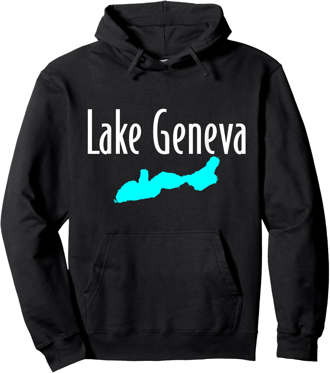Minimalist Lake Geneva - Wisconsin Hoodie - Hoodie | Black
