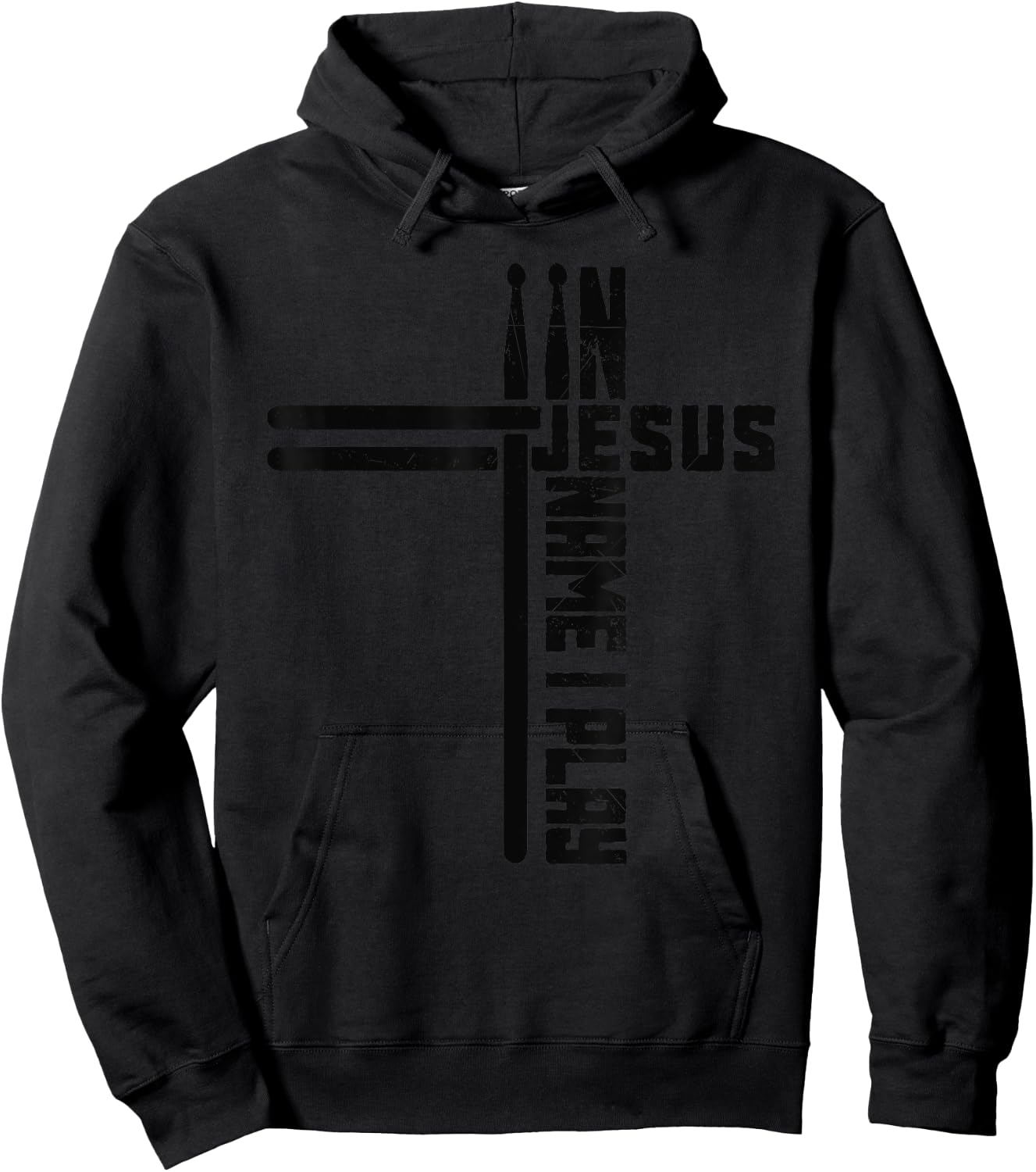 In Jesus Name I Play Drum Drummer Vintage Cross Drumsticks Hoodie - Hoodie | Black