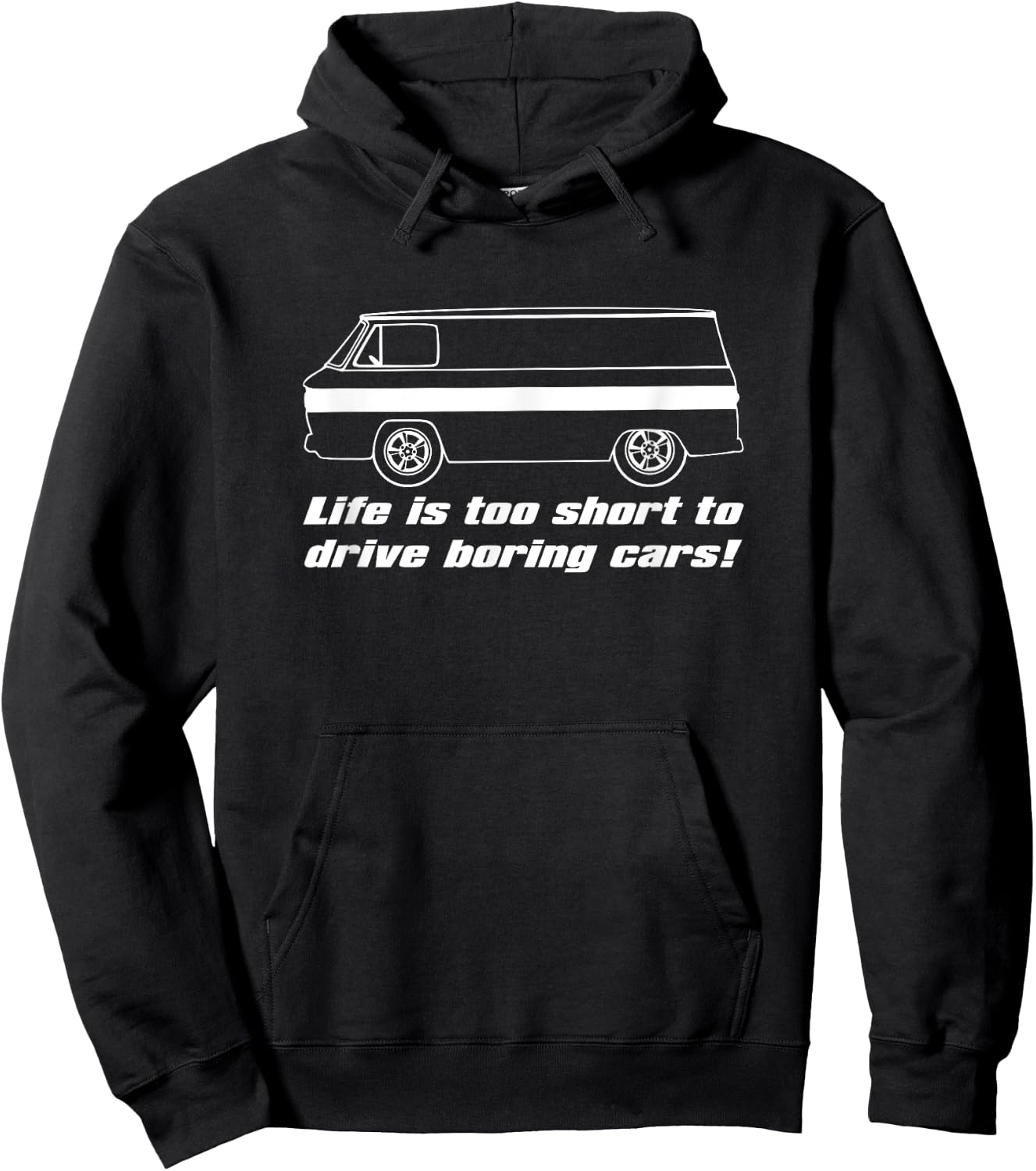 Life Is Too Short To Drive Boring Cars! Corvair Corvan FC 95 Hoodie - Hoodie | Black