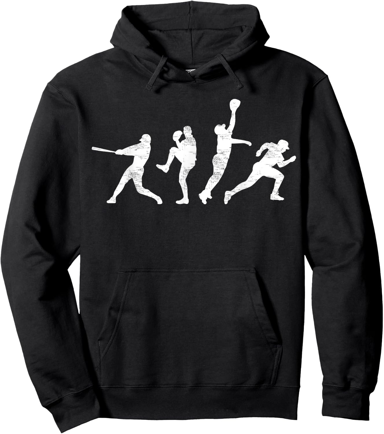 Baseball Vintage | Retro Catcher Pitcher Batter Hoodie - Hoodie | Black