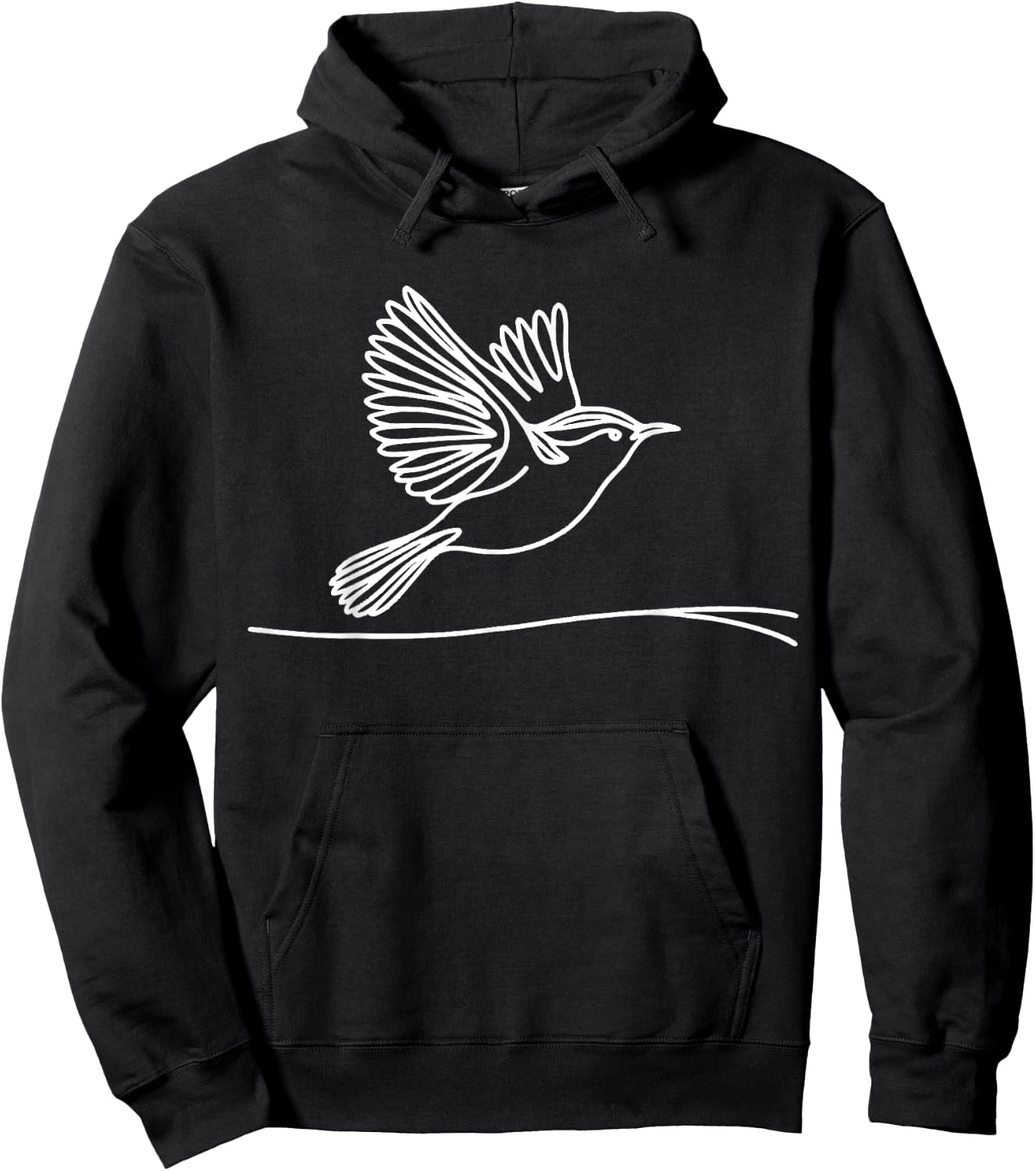 Line Art Bird & Ornithologist Carolina Wren Hoodie - Hoodie | Black