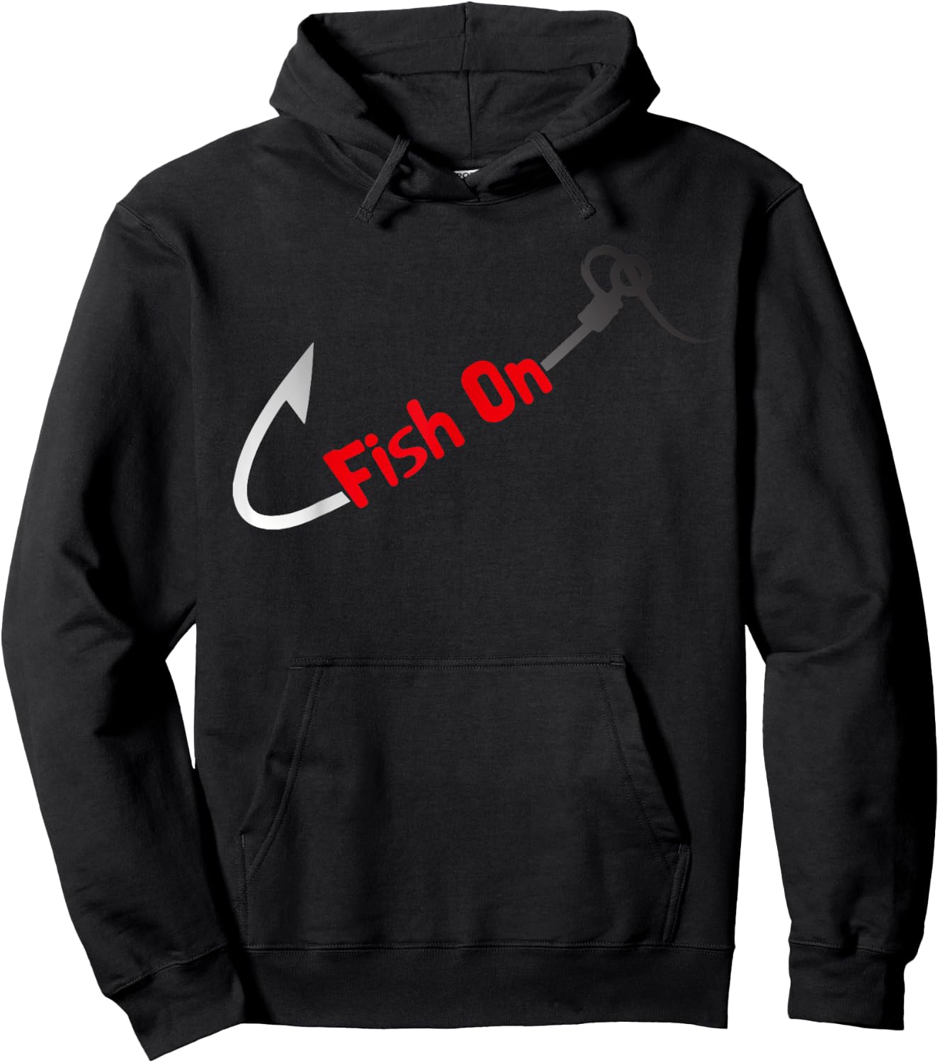 Fish On Fisherman Bass Fish Fishing Hook Joke Funny Quote Hoodie - Hoodie | Black