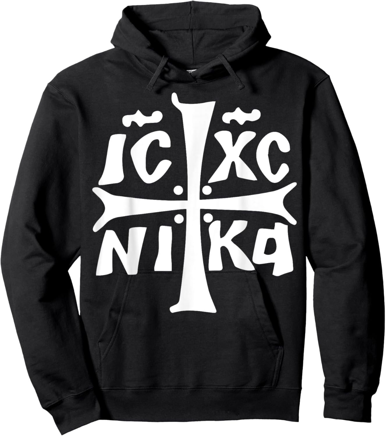 IC XC NIKA Cross Christogram Orthodox Christian Hoodie - Hoodie | Black