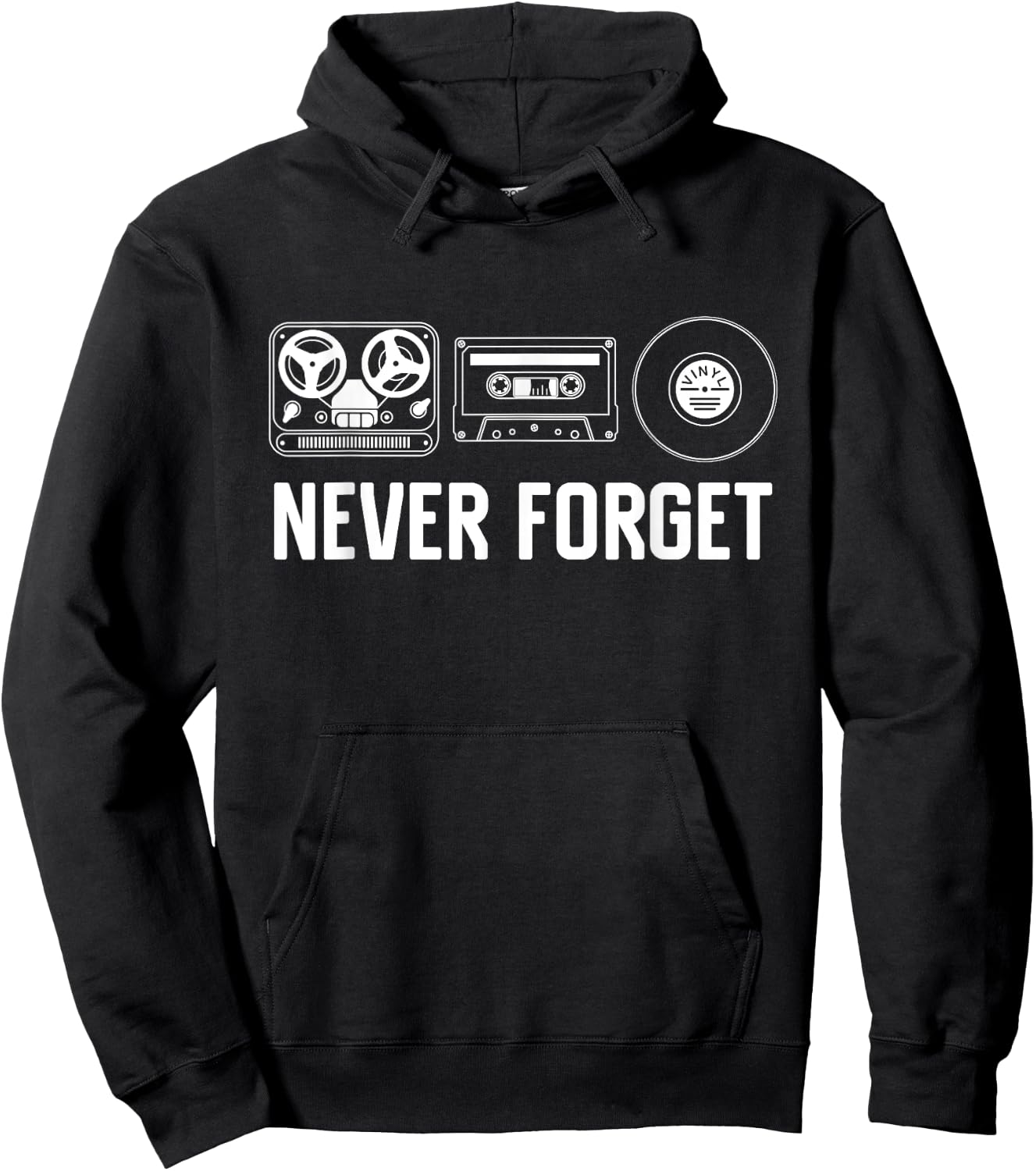 Never Forget Funny Retro Audio Guys Gift Music Hoodie - Hoodie | Black