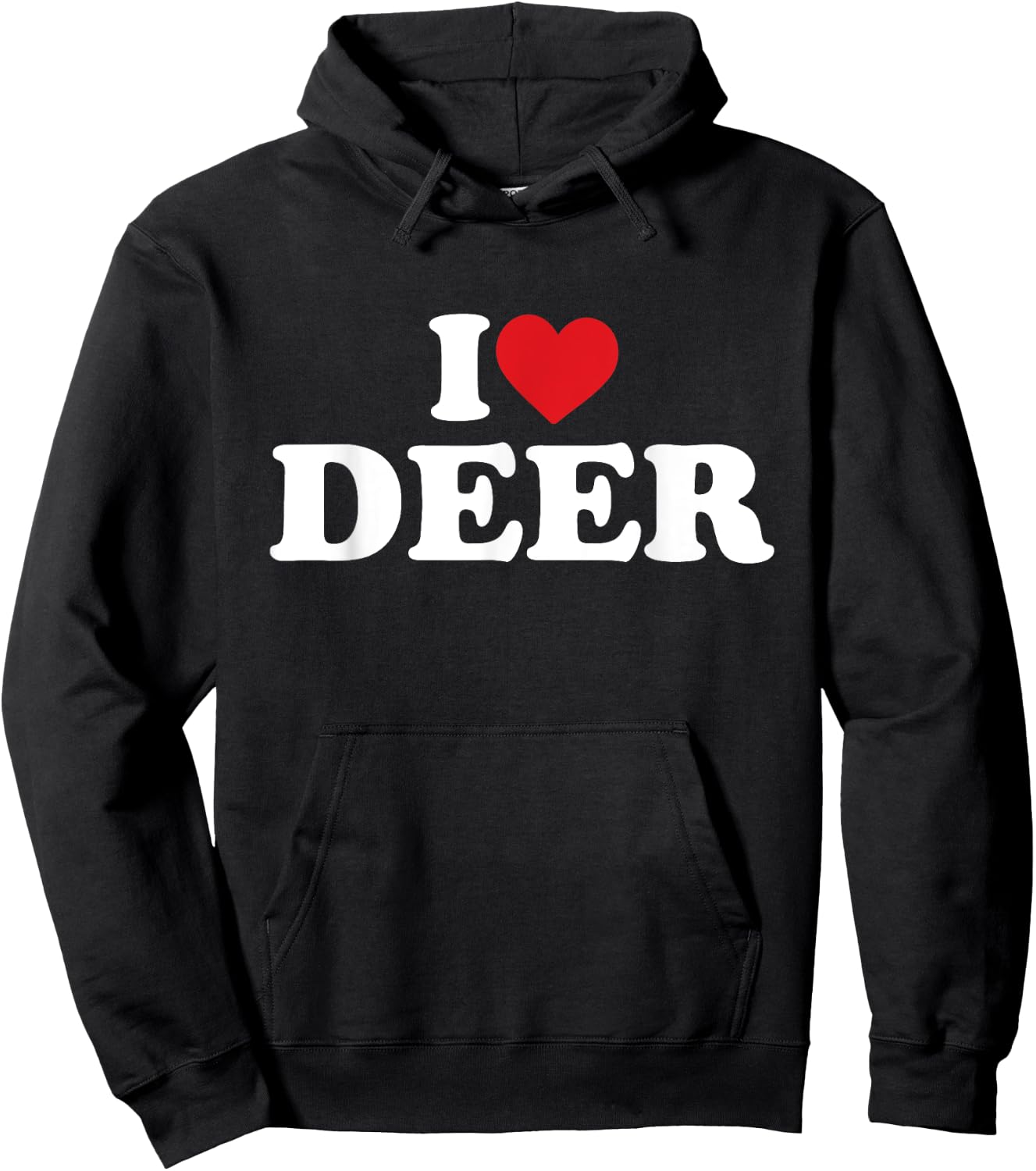 I Love Deer Funny Red Heart Love Hoodie - Hoodie | Black