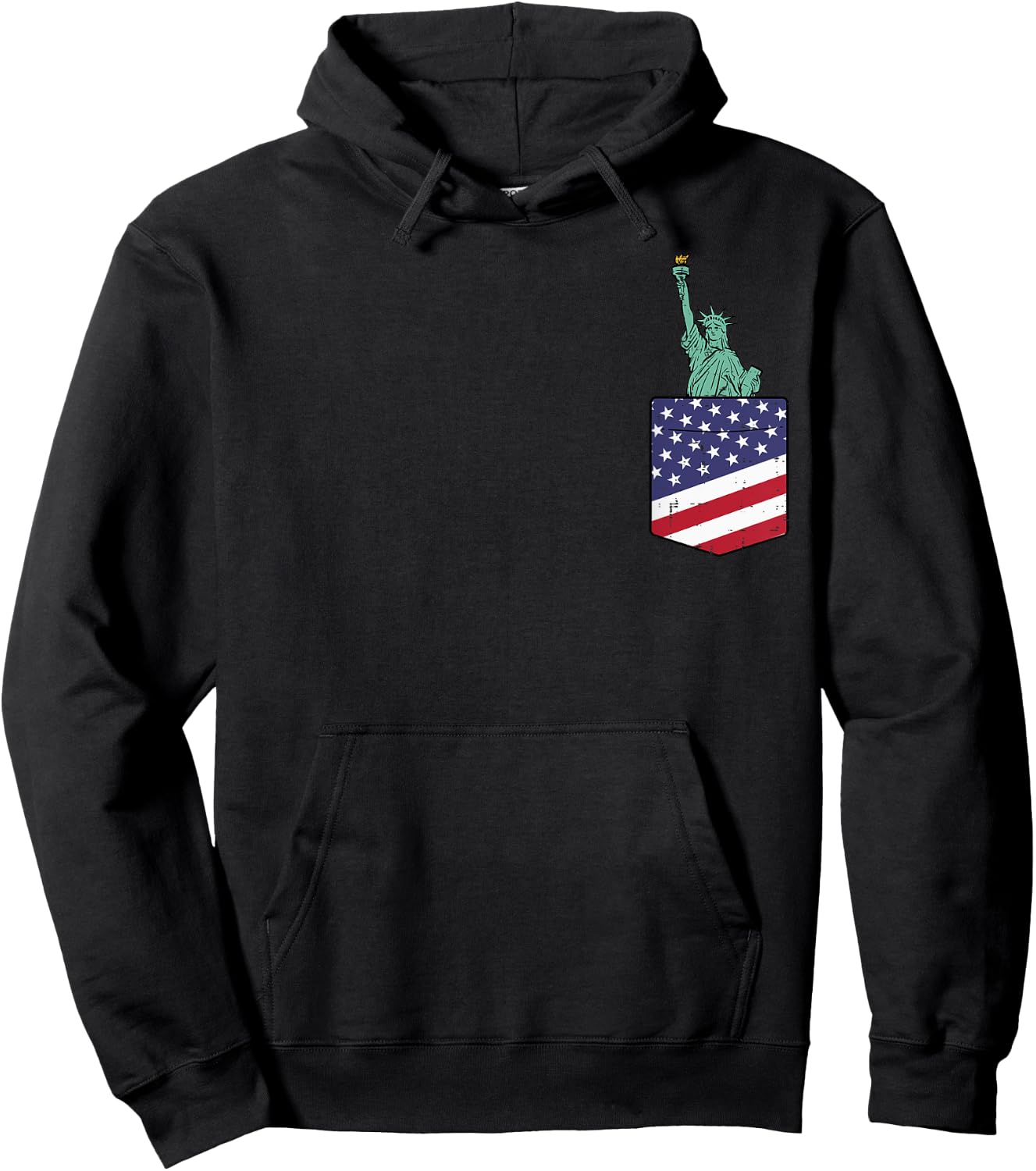 4th July Statue Of Liberty Flag Pocket Patriot Men Women Kid Hoodie - Hoodie | Black