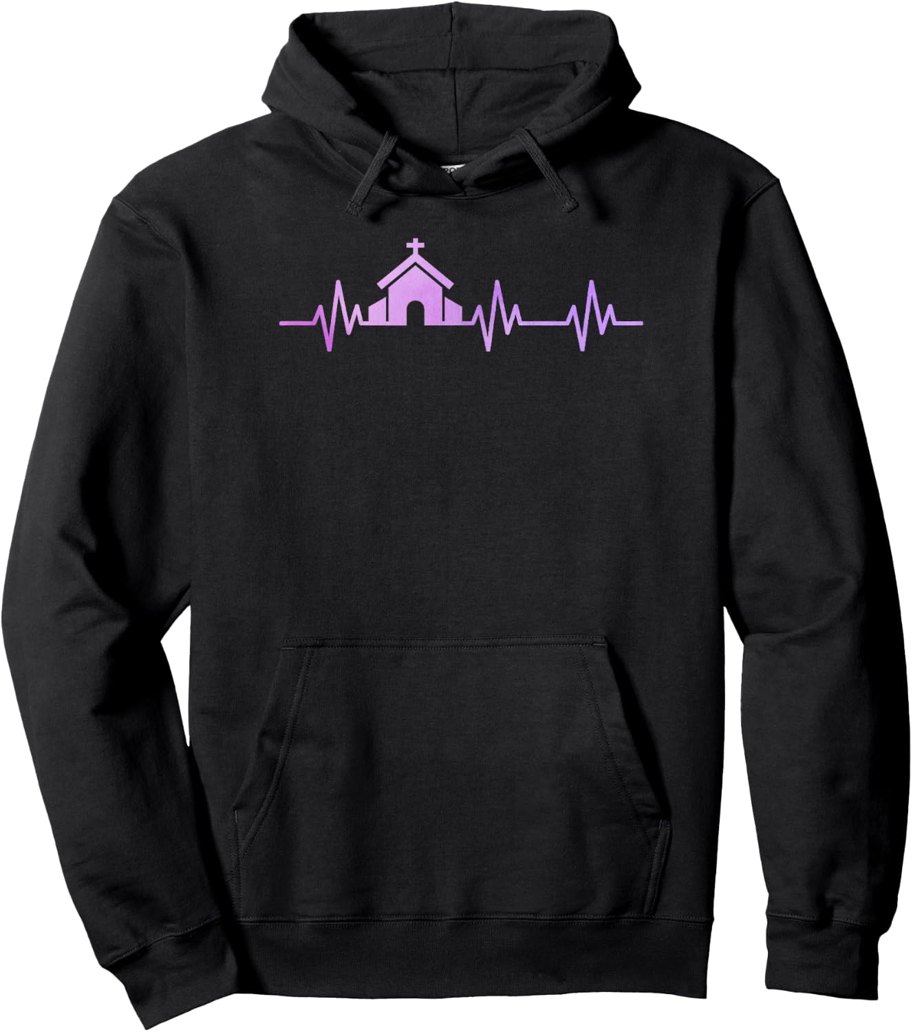 Church Heart Love EKG Heart Pulse Christian Pastor Life Hoodie - Hoodie | Black