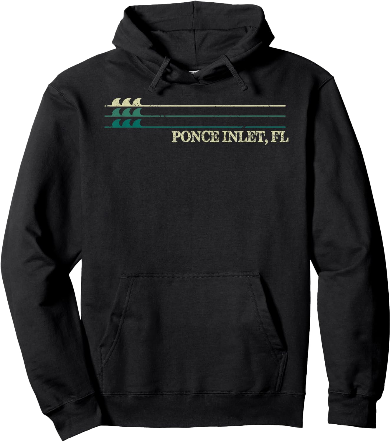 Ponce Inlet Florida Break Surfing Retro Wave Hoodie - Hoodie | Black