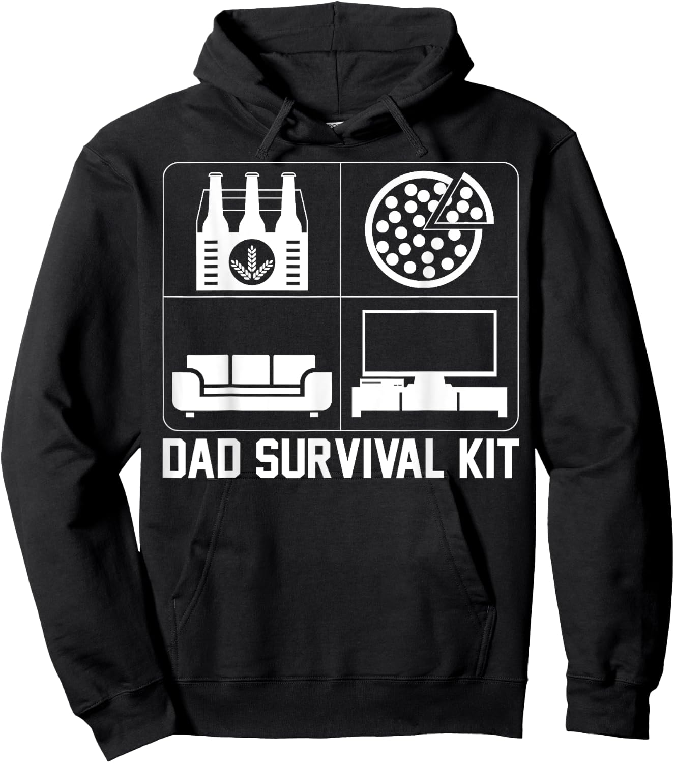 Dad Survival Kit Beer Pizza Couch TV Hoodie - Hoodie | Black