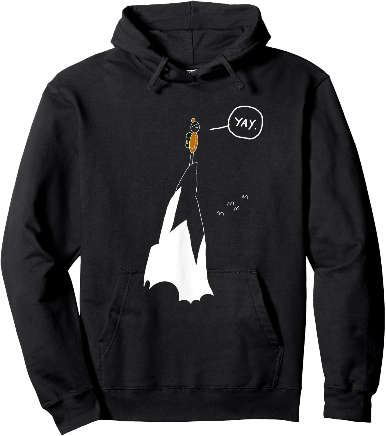Yay Funny Mountain Climber Hiker Mountaineer Hand Drawn Hoodie - Hoodie | Black