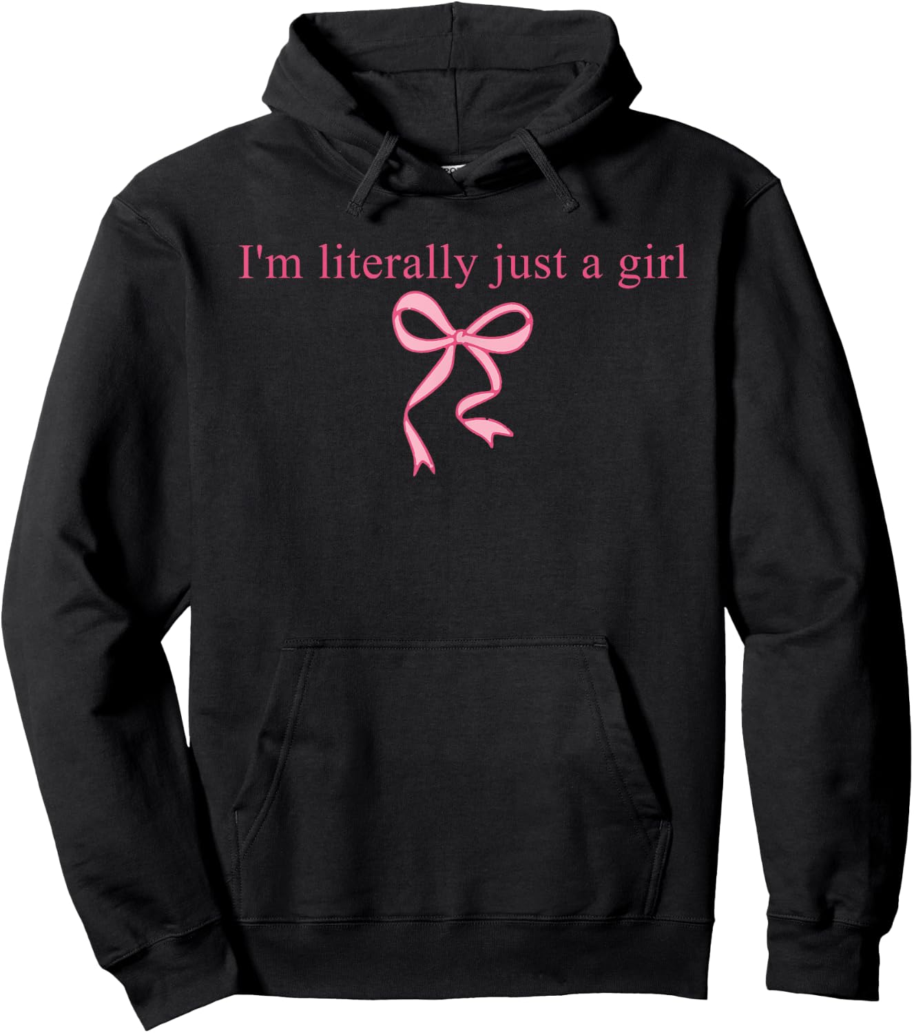 I'm Literally Just A Girl Sad Hamster Meme With Pink Ribbon Hoodie - Hoodie | Black